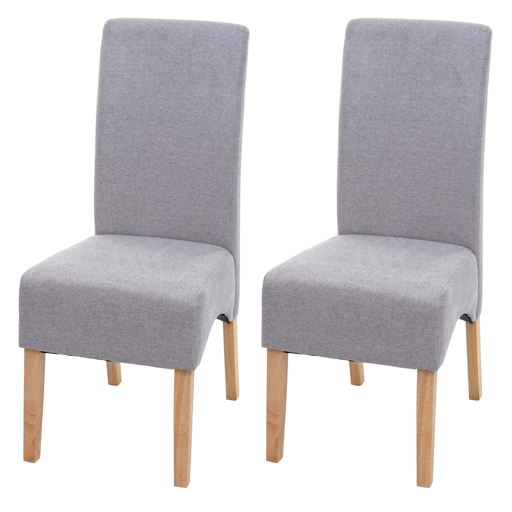2er-Set Esszimmerstuhl Crotone, Küchenstuhl Stuhl, Stoff/Textil MVG-zertifiziert ~ hellgrau, helle Beine