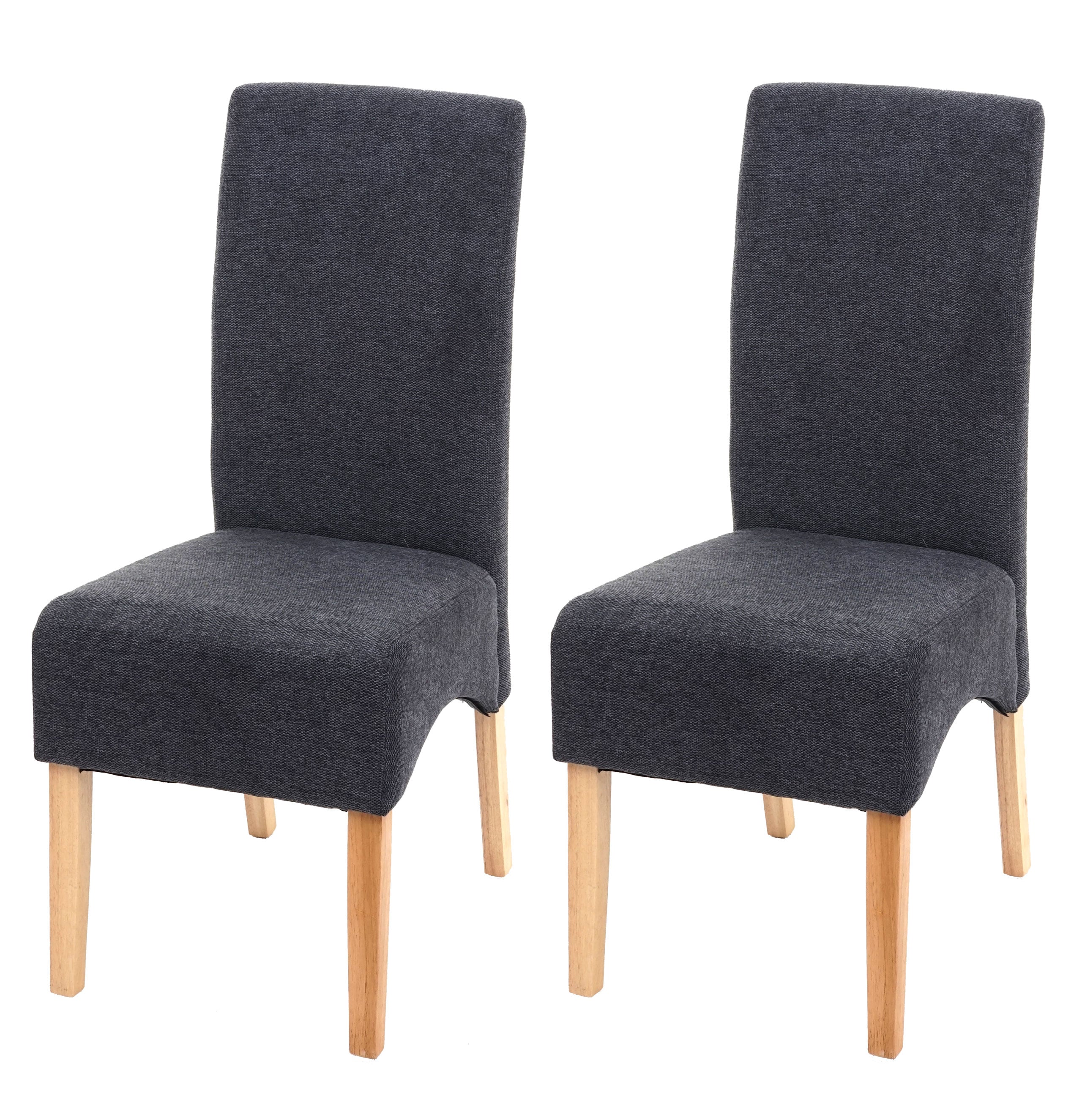 2er-Set Esszimmerstuhl Crotone, K&uuml;chenstuhl Stuhl, Stoff/Textil MVG-zertifiziert ~ dunkelgrau, helle Beine - Bild 1