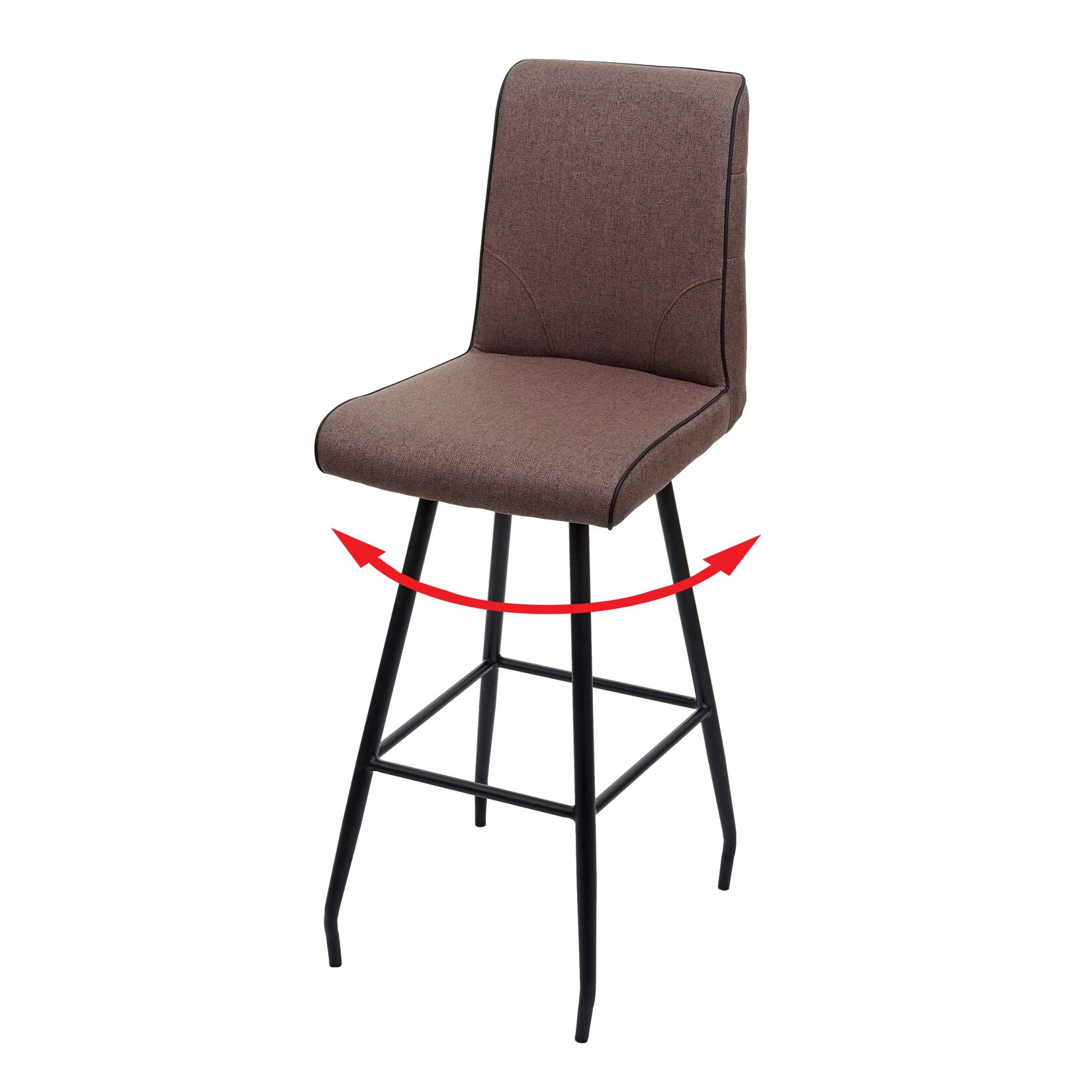 Barhocker MCW-H72, Barstuhl Tresenhocker, drehbar Auto-Position Fußablage Stahl Stoff/Textil ~ braun