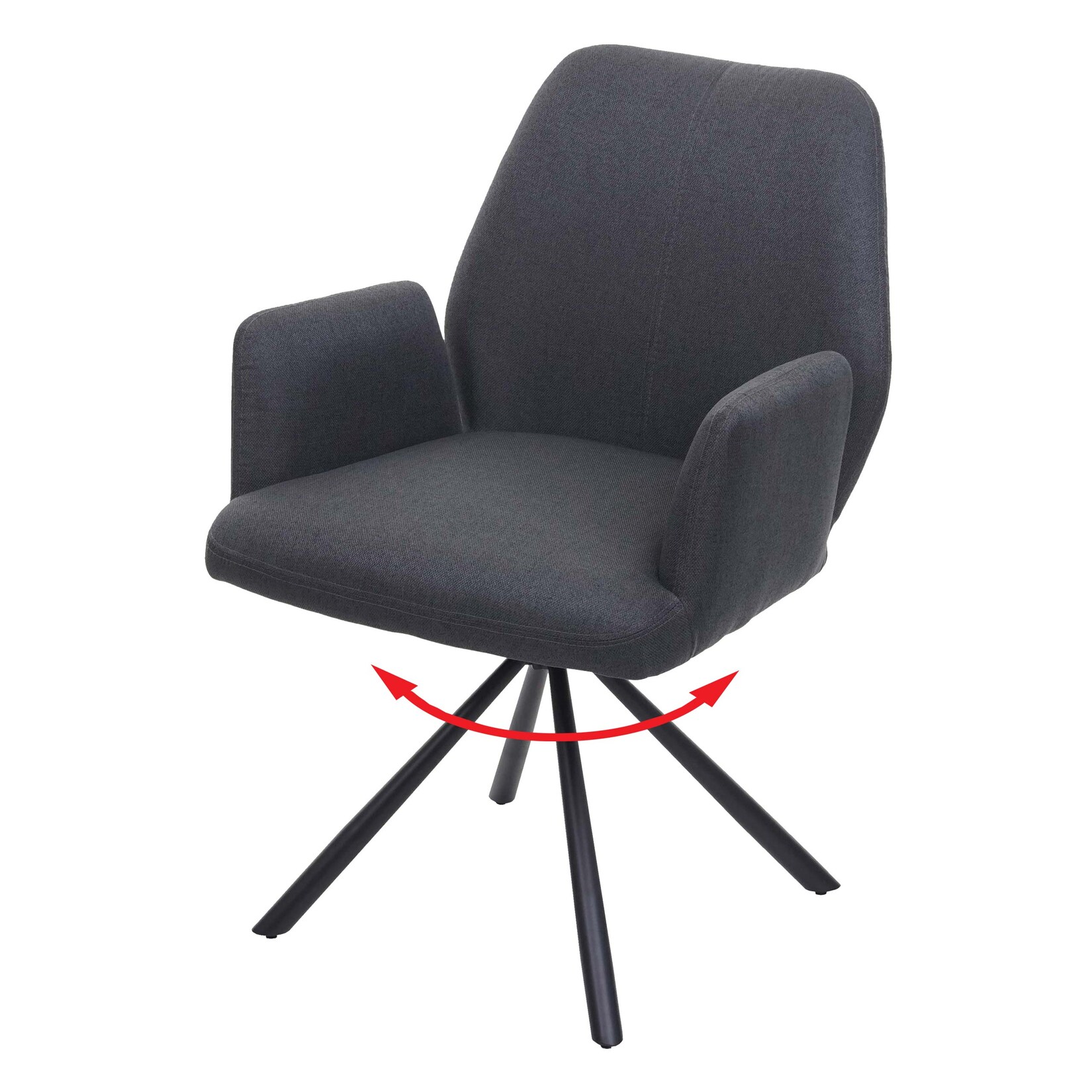Esszimmerstuhl MCW-H71, Küchenstuhl Lehnstuhl Stuhl, drehbar Auto-Position Stoff/Textil Stahl ~ dunkelgrau