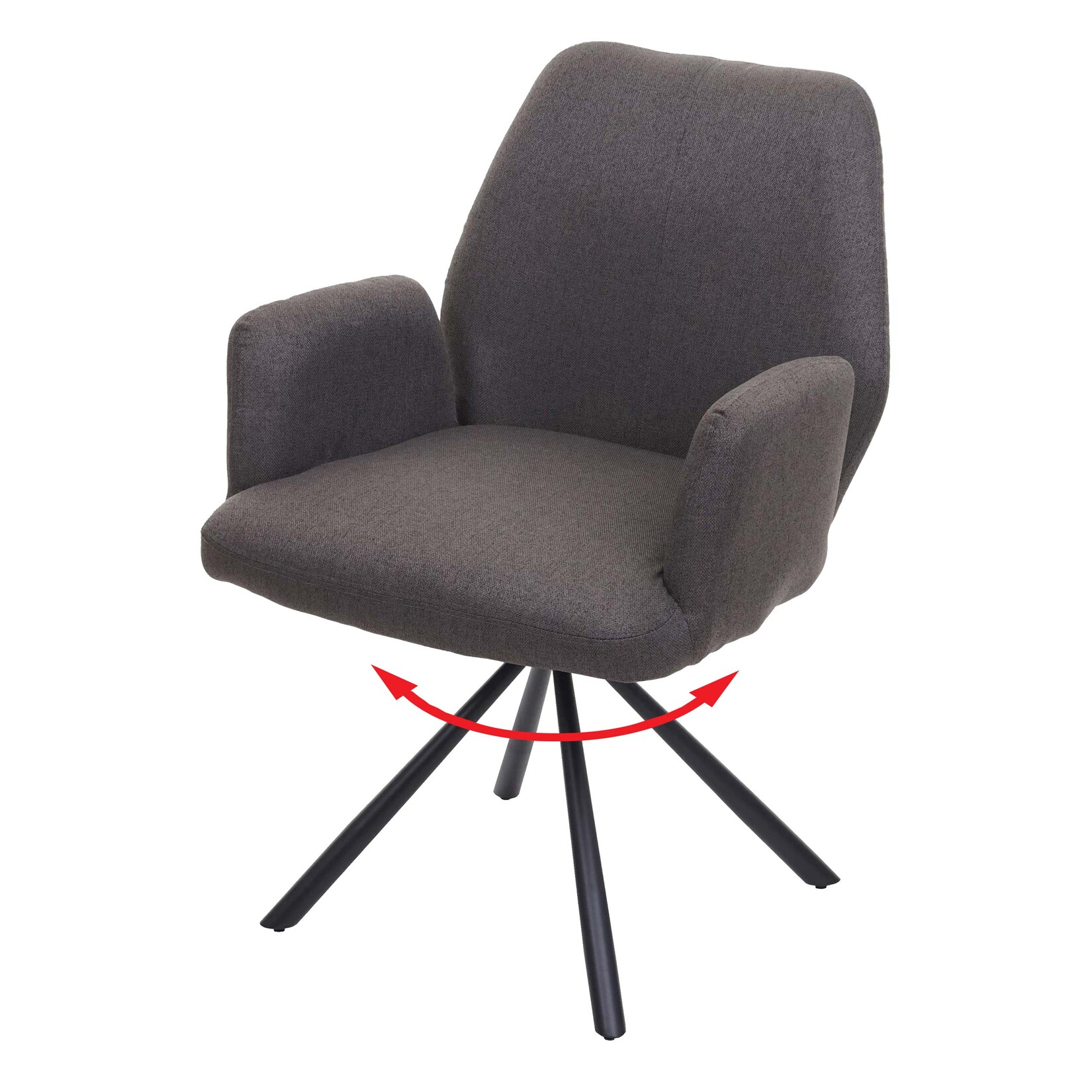 Esszimmerstuhl MCW-H71, Küchenstuhl Lehnstuhl Stuhl, drehbar Auto-Position Stoff/Textil Stahl ~ grau-braun