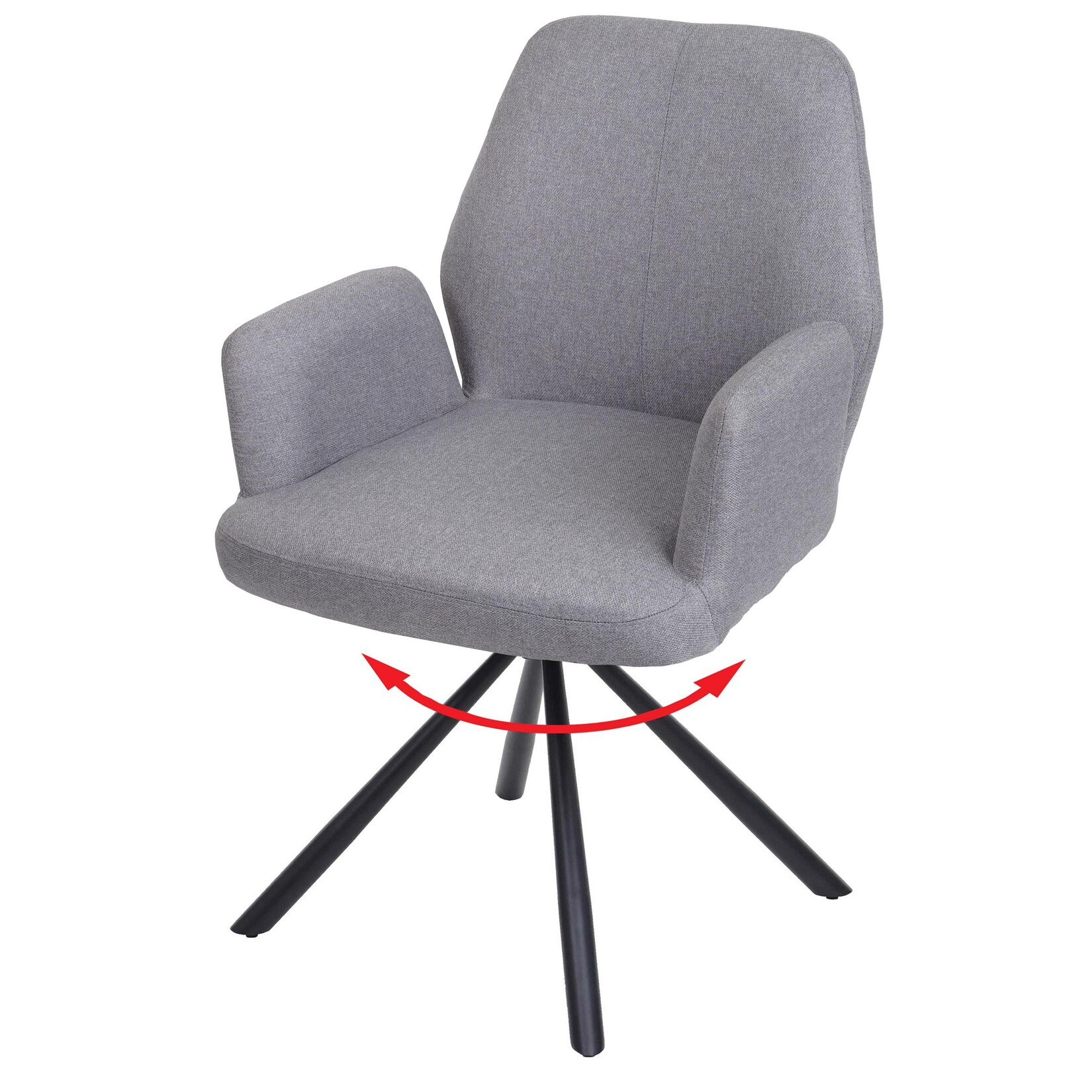 Esszimmerstuhl MCW-H71, Küchenstuhl Lehnstuhl Stuhl, drehbar Auto-Position Stoff/Textil Stahl ~ hellgrau