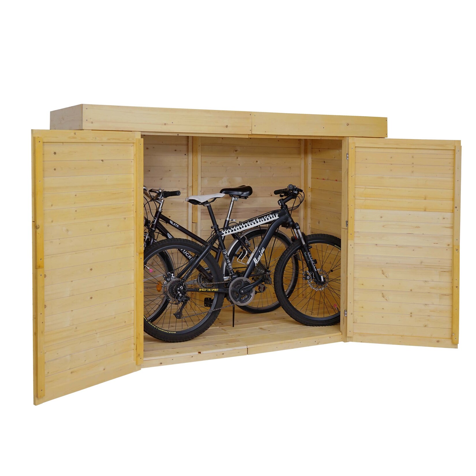 2er-Fahrradgarage -H63, Fahrradbox Geräteschuppen Gerätehaus, abschließbar 150x204x100cm ~ braun