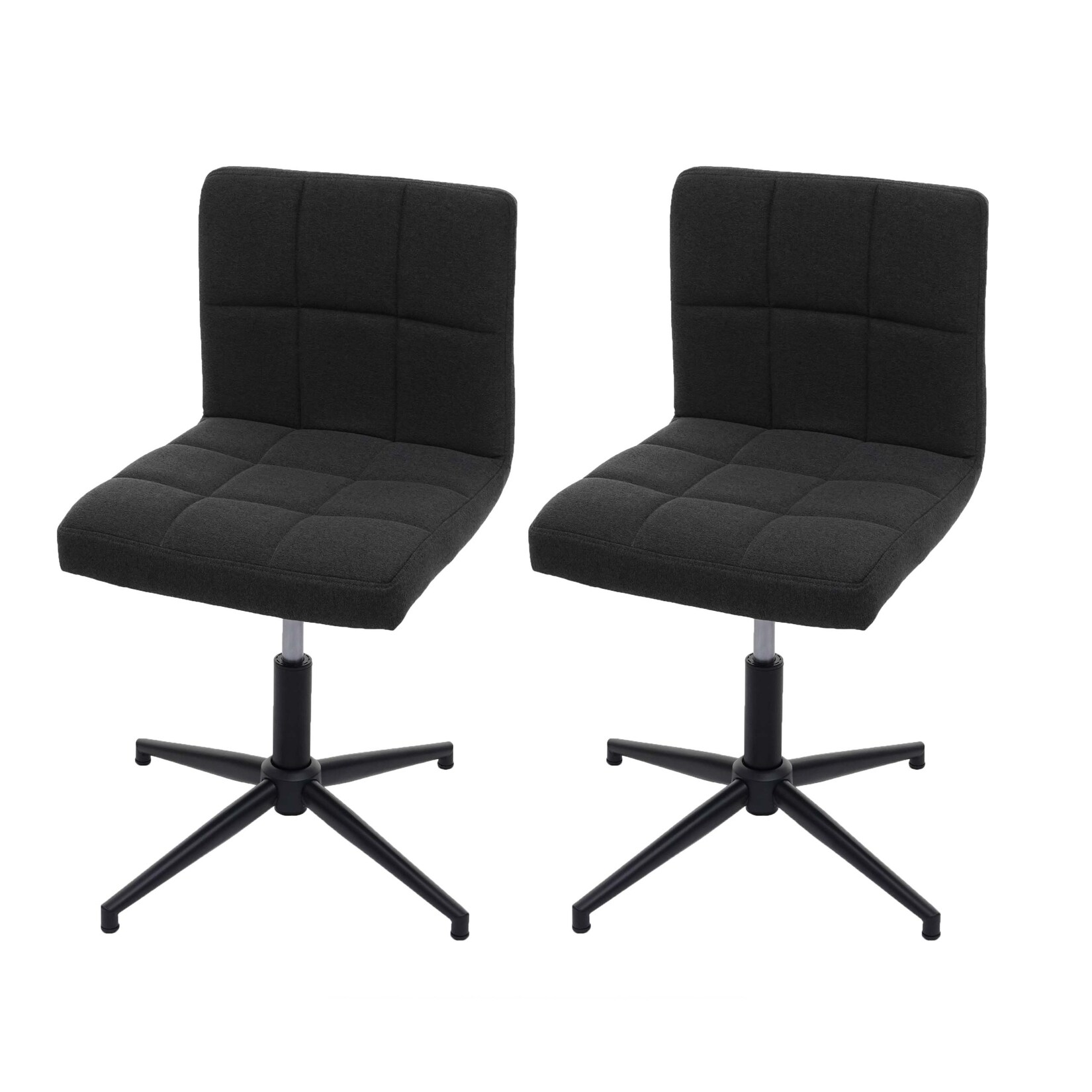 2er-Set Esszimmerstuhl Cadiz II, Küchenstuhl, höhenverstellbar Drehmechanismus ~ Stoff/Textil dunkelgrau, Fuß schwarz | 04057651410302