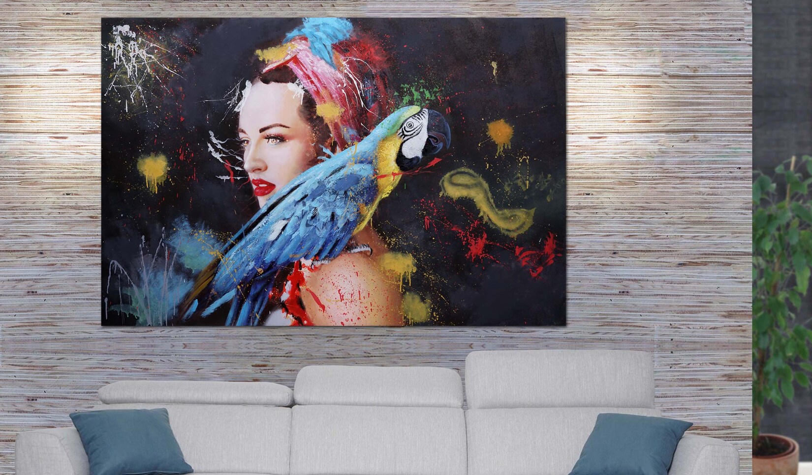 Ölgemälde Frau MCW-H25, Leinwandbild Wandgemälde Gemälde, handgemaltes XL Wandbild ~ 180x120cm
