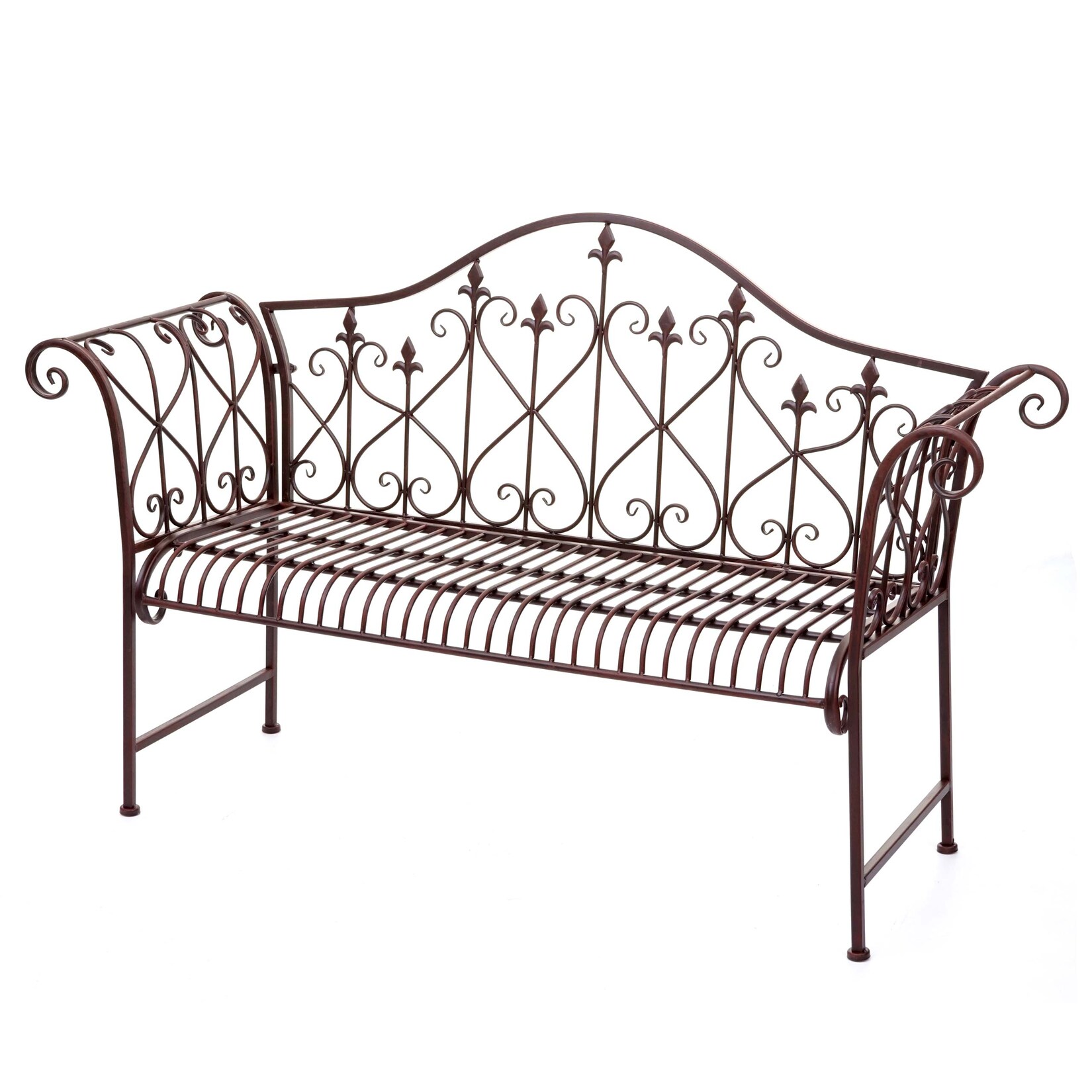 Gartenbank MCW-H78, Parkbank Sitzbank, 2-Sitzer Metall mit Verzierungen Rost-Optik braun 150cm ~ ohne Sitzkissen | 04057651389165