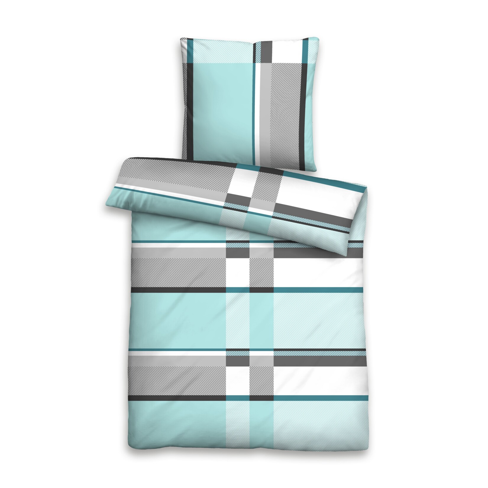 Microfaser-Bettw&auml;sche 135/200 + 80/80 cm - Karo - Bild 1