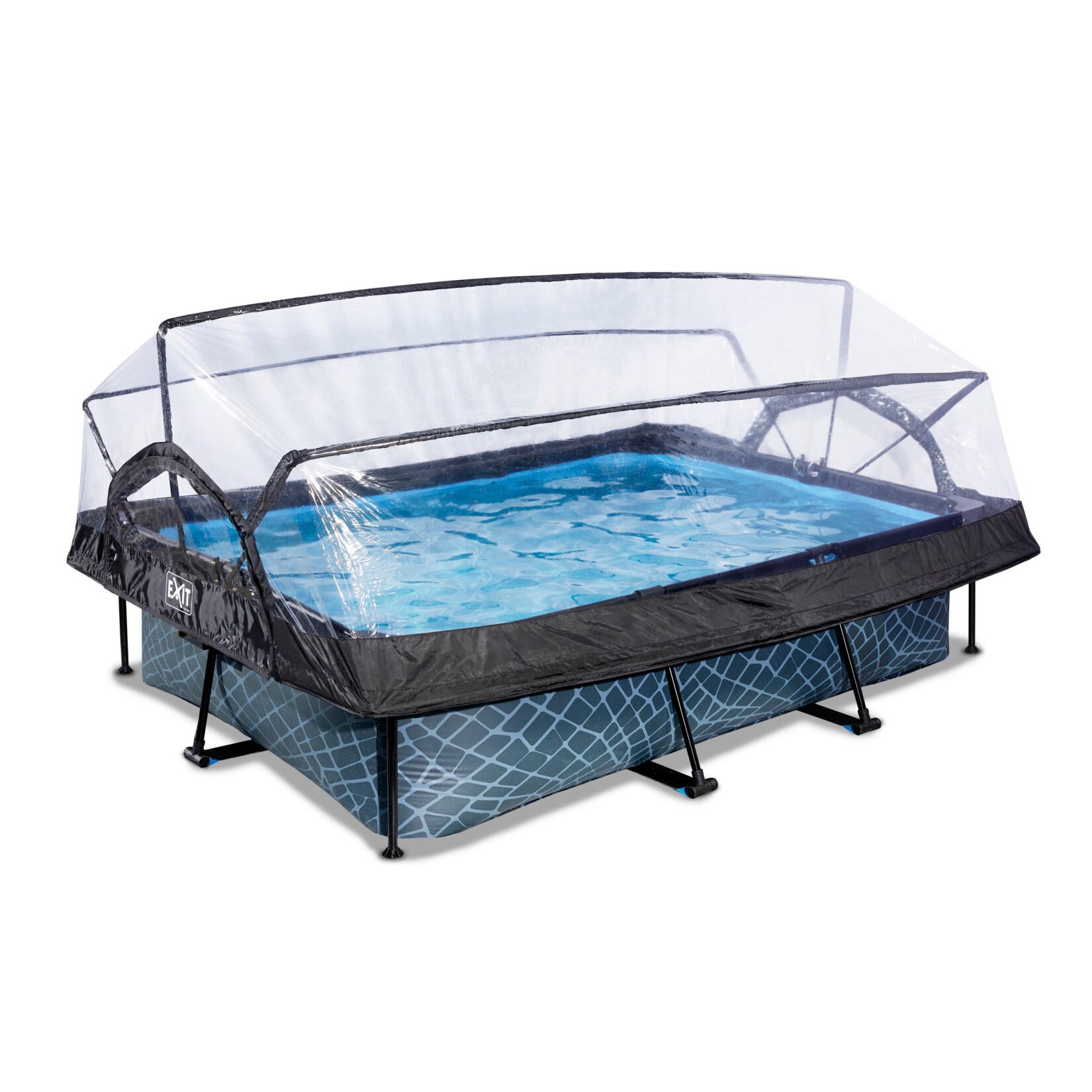 EXIT Stone Pool 300x200x65cm mit Abdeckung und Filterpumpe – grau | 08720088262139