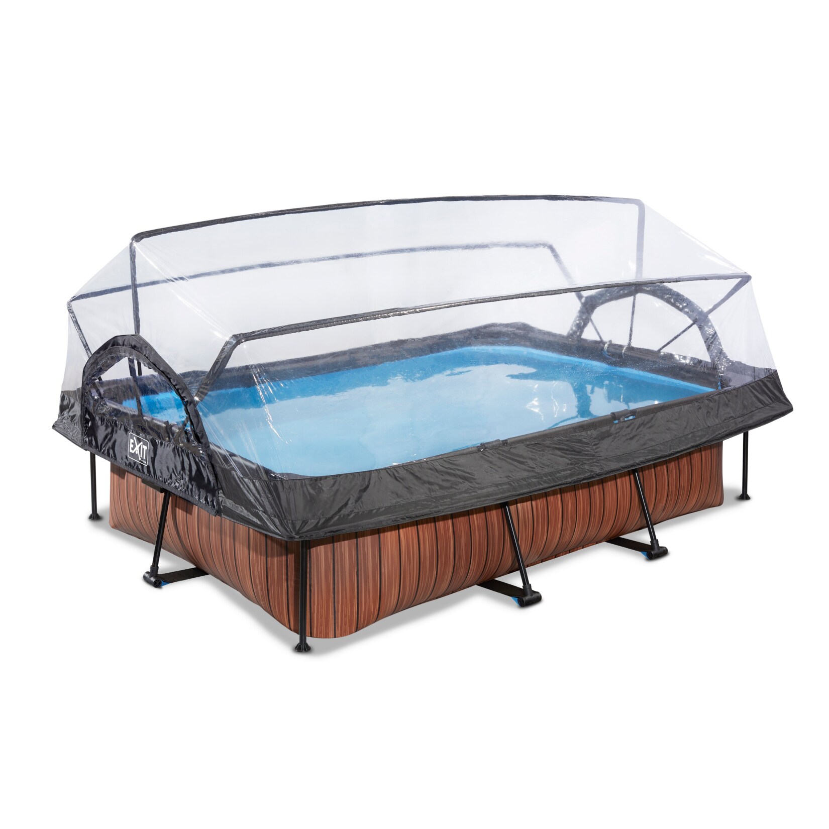 EXIT Wood Pool 300x200x65cm mit Abdeckung und Filterpumpe – braun | 08720088262146