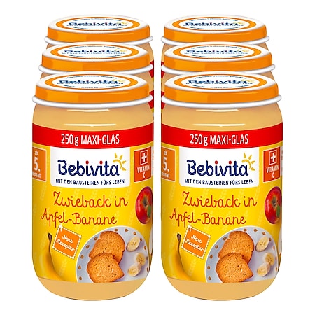 Bebivita Apfel-Banane-Zwieback 250 g, 6er Pack - Bild 1