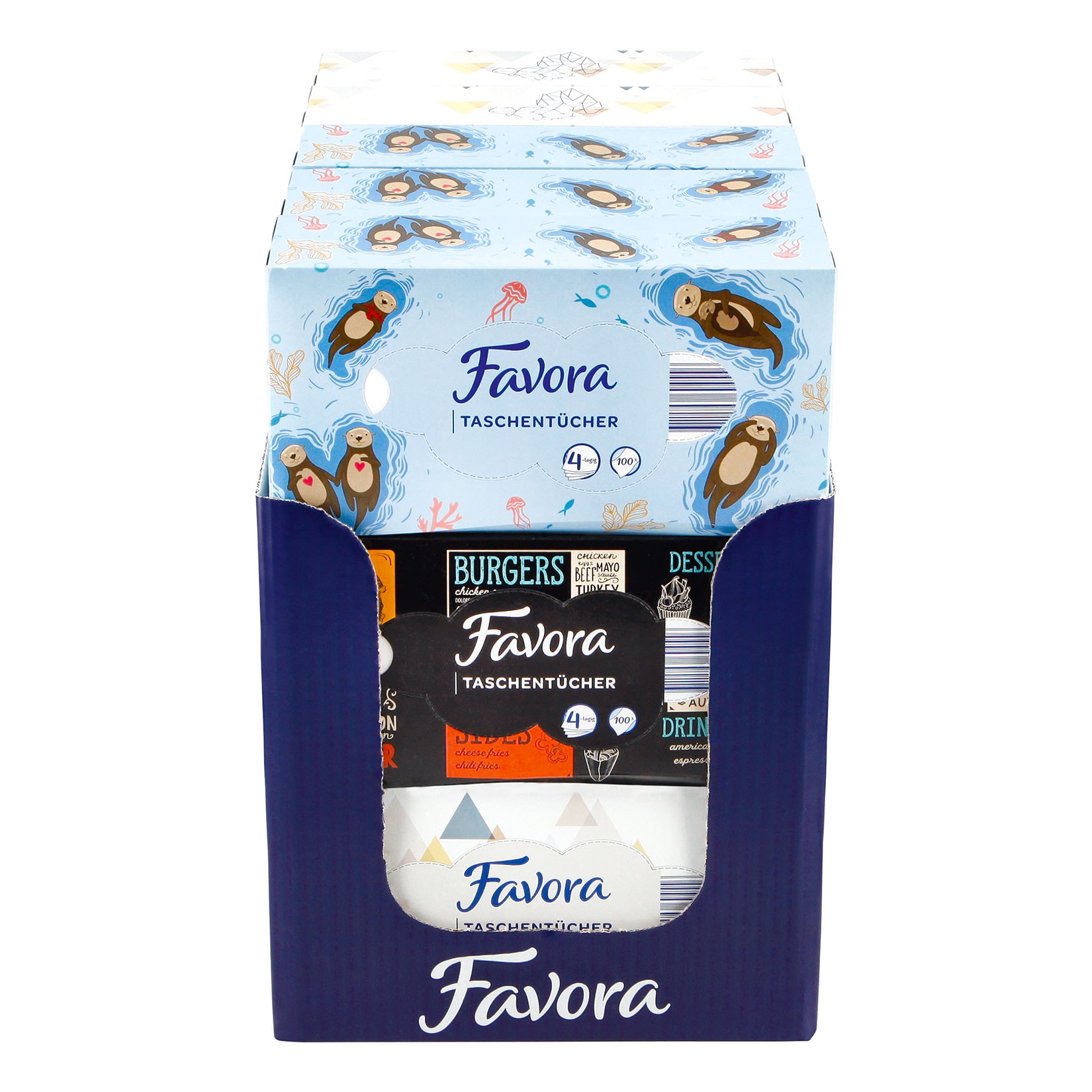 Favora Taschent&uuml;cher Box, 4-lagig 100 St&uuml;ck, 24er Pack - Bild 1