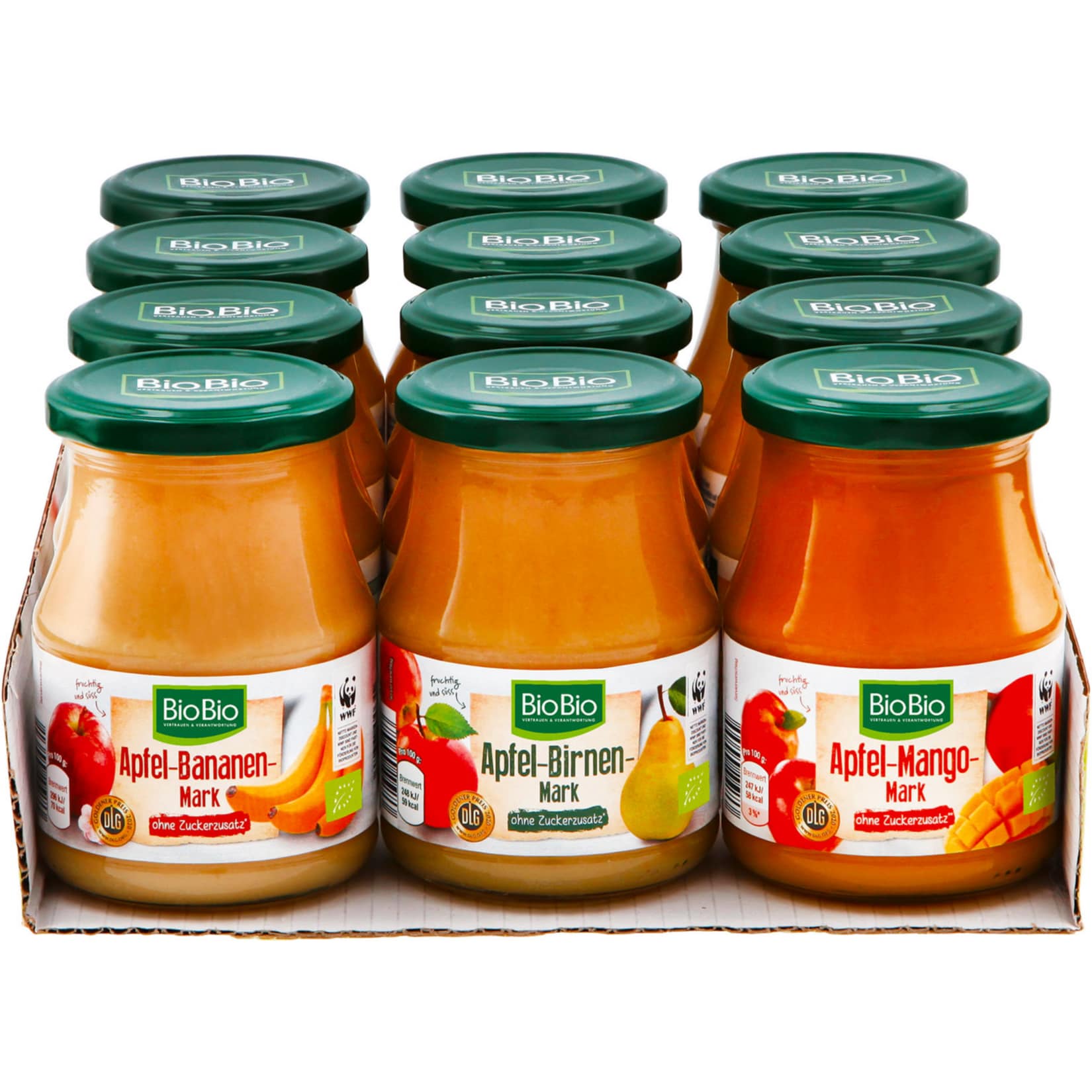 BioBio Apfelmark 360 g, verschiedene Sorten, 12er Pack - Bild 1