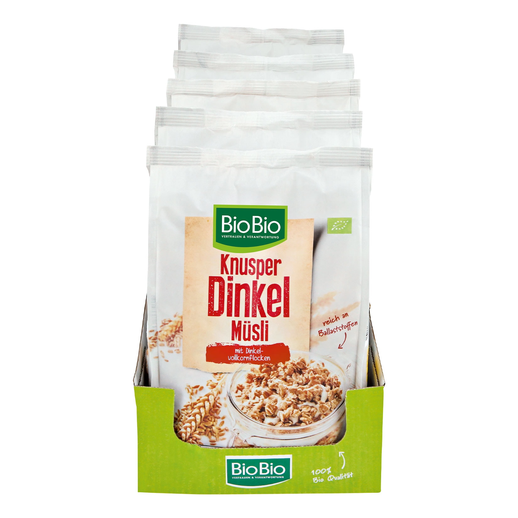 BioBio Knusper Dinkel M&uuml;sli 500 g, 5er Pack - Bild 1