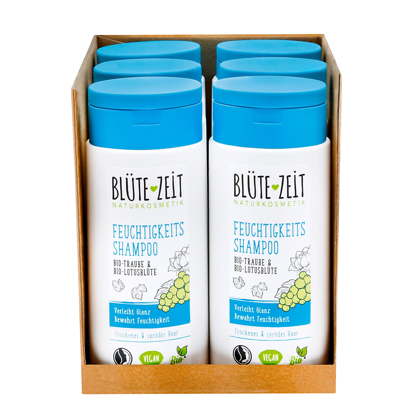 BL&Uuml;TE-ZEIT Feuchtigkeits Shampoo Bio-Traube & Bio-Lotusbl&uuml;te 200 ml, 6er Pack - Bild 1