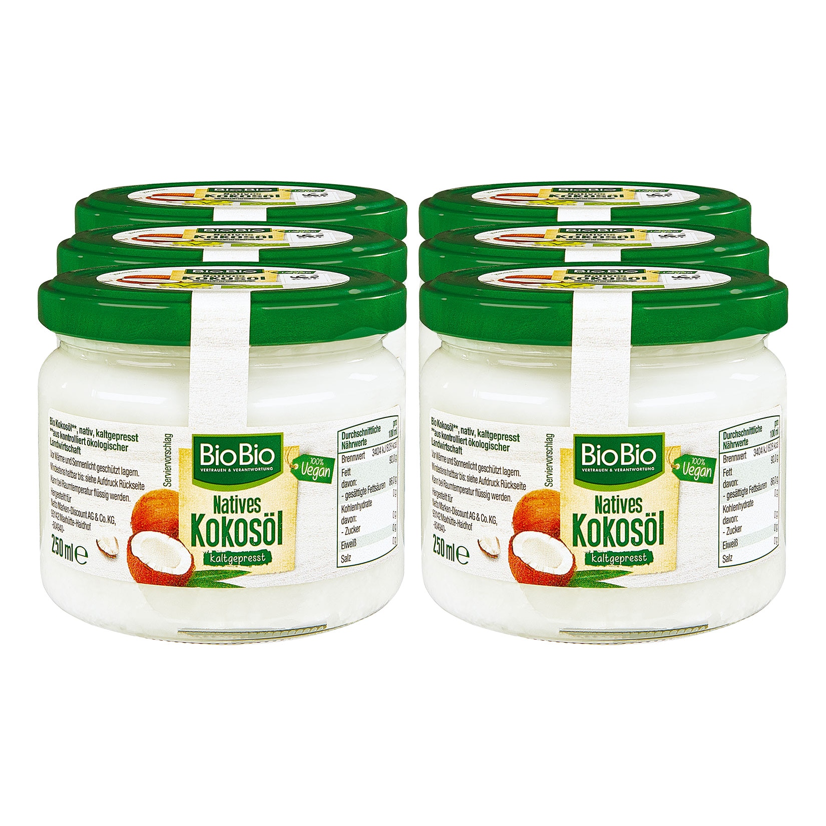 BioBio Kokos&ouml;l 250 ml, 6er Pack - Bild 1