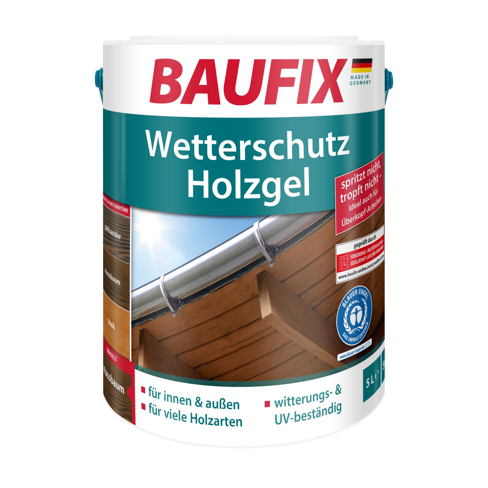 Baufix Wetterschutz Holzgel 5 Liter - nussbaum - Bild 1