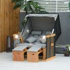 Miniaturansicht Miniaturansicht Outsunny Strandkorb Holz, PE-Rattan, Polyester, Schaumstoff - Bild 2