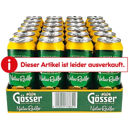 Gösser Natur Radler 2,0 % vol 0,5 Liter Dose, 24er Pack - Bild 1