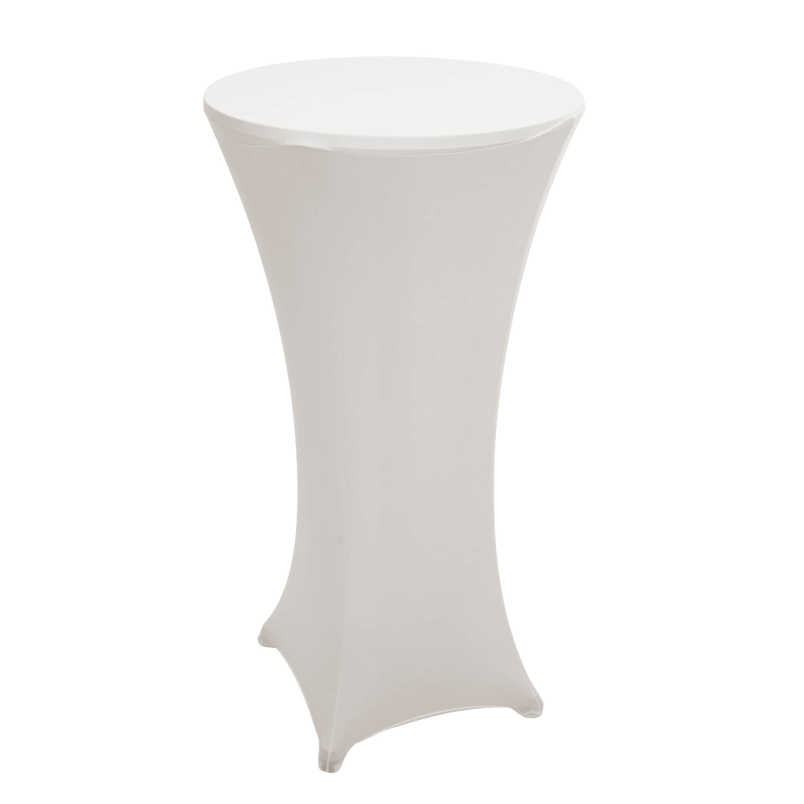 Set Stehtisch + Stehtischhusse MCW-J30, Bistrotisch Tischhusse, klappbar h&ouml;henverstellbar &Oslash; 60cm ~ Husse creme-beige - Bild 1