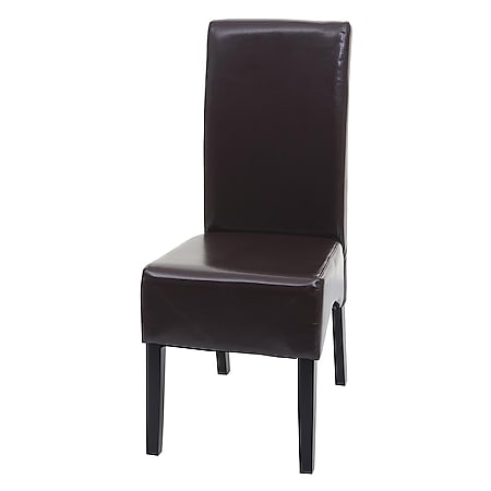 Esszimmerstuhl Crotone, Küchenstuhl Stuhl, Leder ~ braun, dunkle Beine - Bild 1