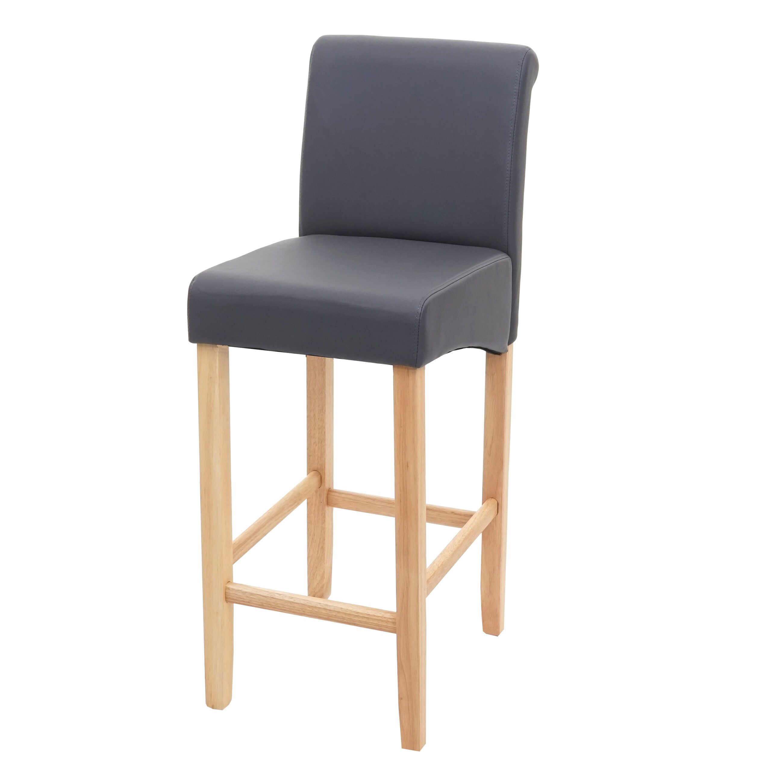Barhocker MCW-C33, Barstuhl Tresenhocker, Holz MVG-zertifiziert ~ grau matt, helle Beine, Kunstleder - Bild 1