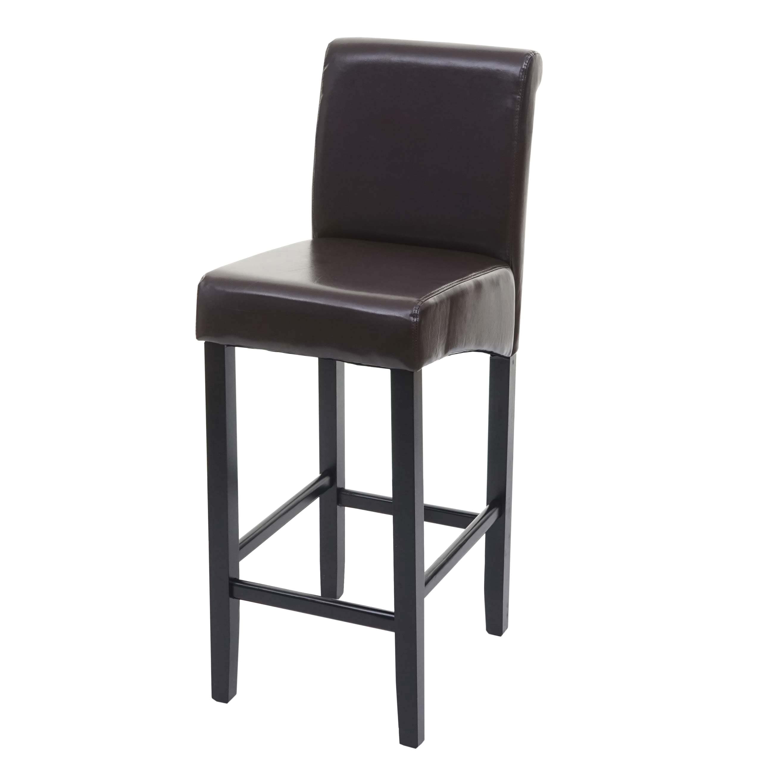 Barhocker MCW-C33, Barstuhl Tresenhocker, Holz MVG-zertifiziert ~ braun, dunkle Beine, Leder - Bild 1