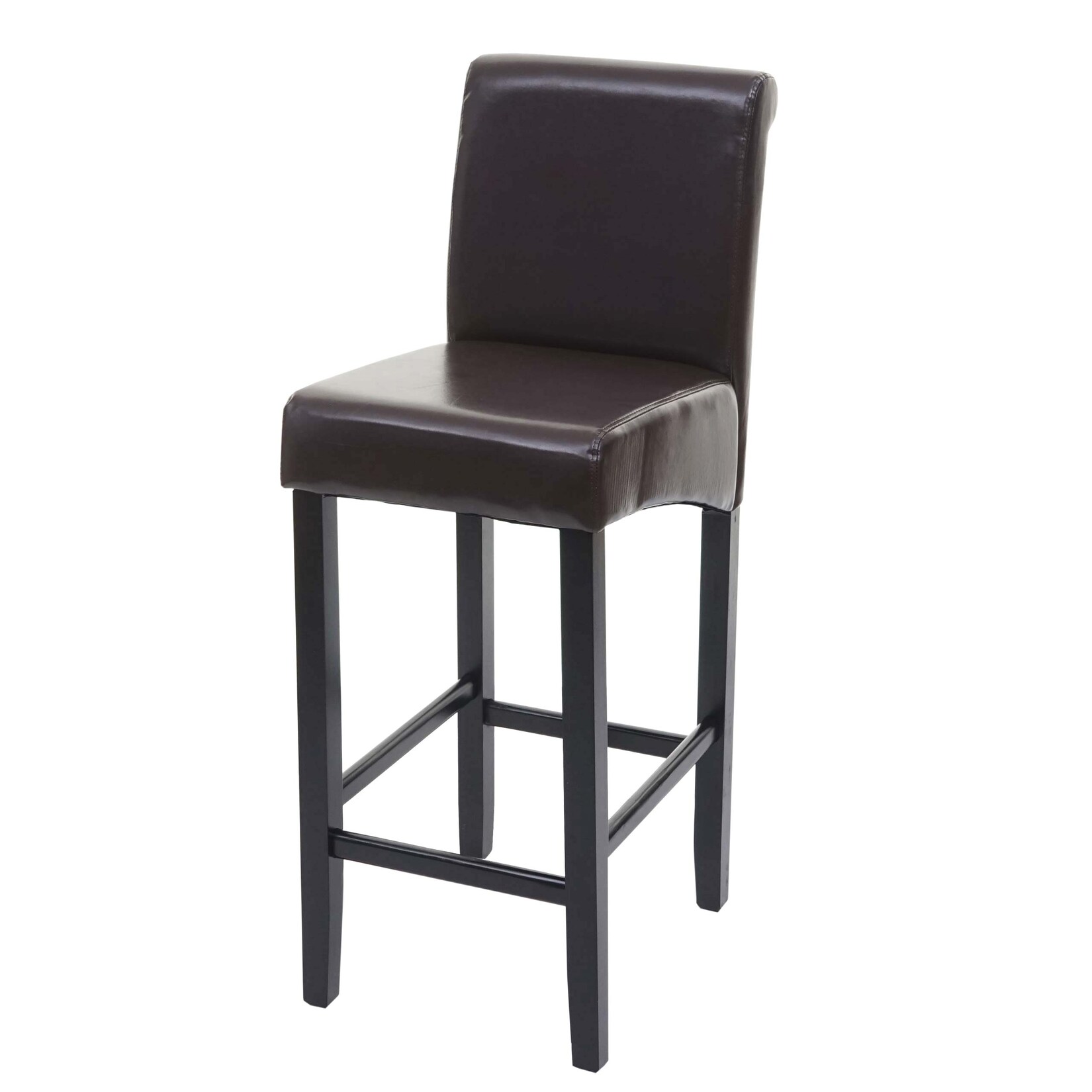 Barhocker MCW-C33, Barstuhl Tresenhocker, Holz MVG-zertifiziert ~ braun, dunkle Beine, Leder