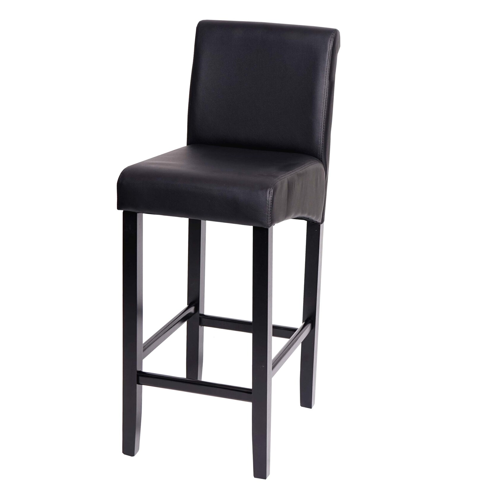 Barhocker MCW-C33, Barstuhl Tresenhocker, Holz MVG-zertifiziert ~ schwarz matt, dunkle Beine, Kunstleder
