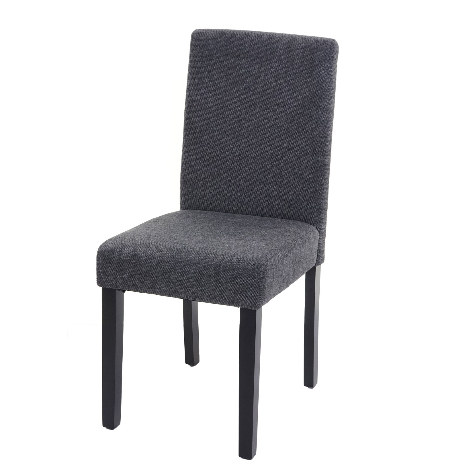 Esszimmerstuhl Littau, Küchenstuhl Stuhl, Stoff/Textil ~ anthrazitgrau, dunkle Beine