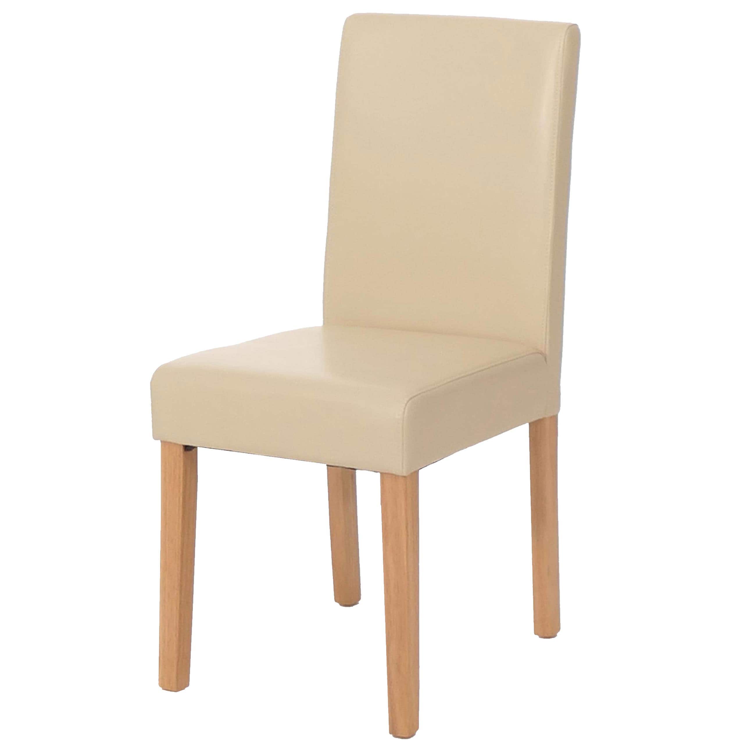 Esszimmerstuhl Littau, K&uuml;chenstuhl Stuhl, Kunstleder ~ creme, helle Beine - Bild 1