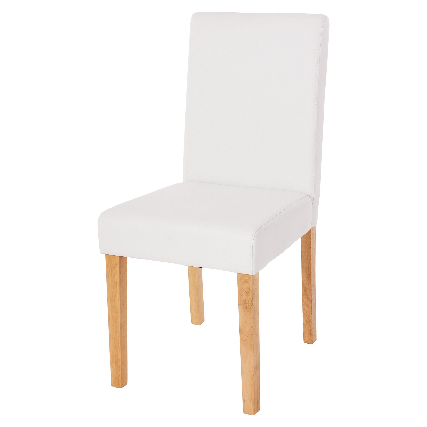 Esszimmerstuhl Littau, Küchenstuhl Stuhl, Kunstleder ~ weiß matt, helle Beine