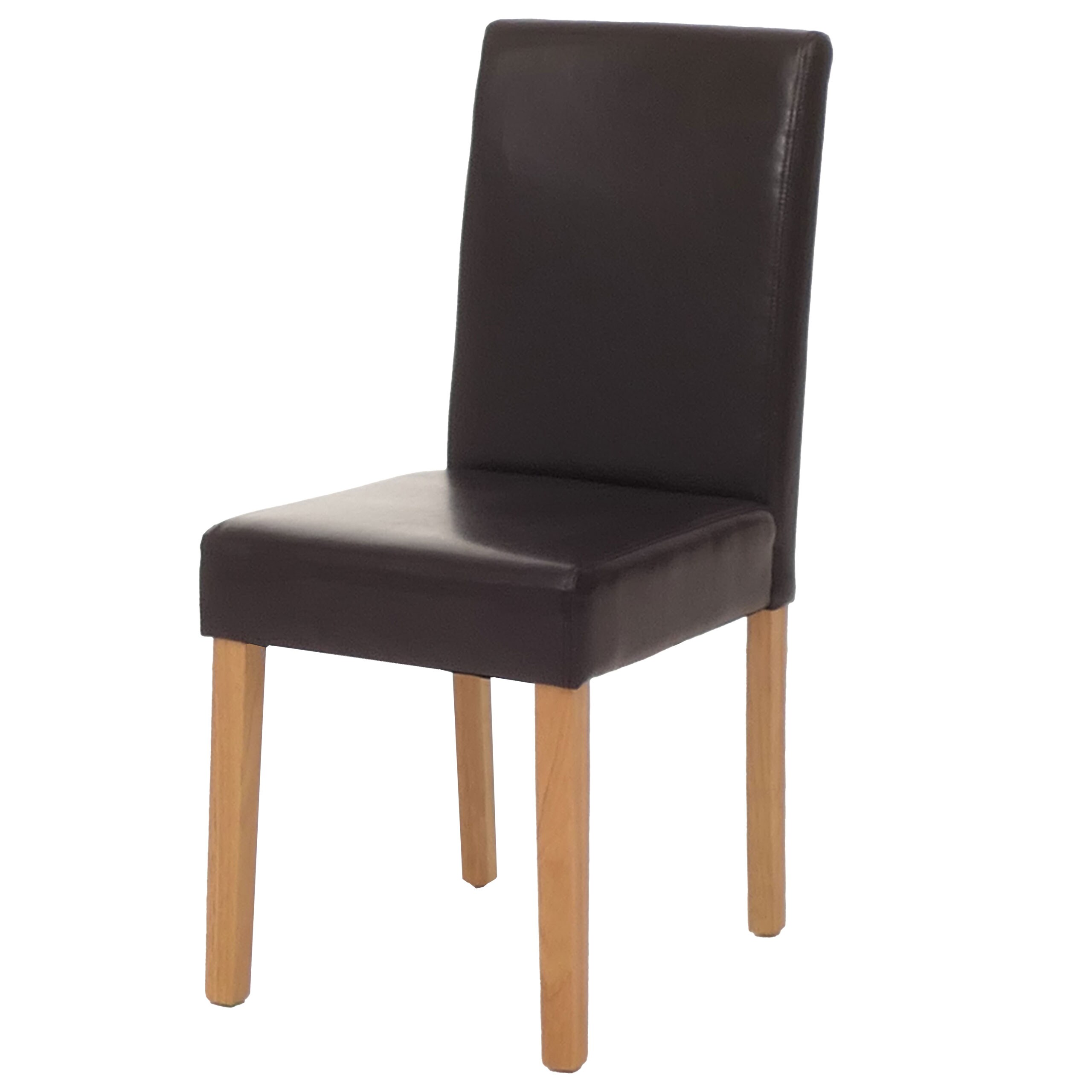 Esszimmerstuhl Littau, K&uuml;chenstuhl Stuhl, Kunstleder ~ braun, helle Beine - Bild 1