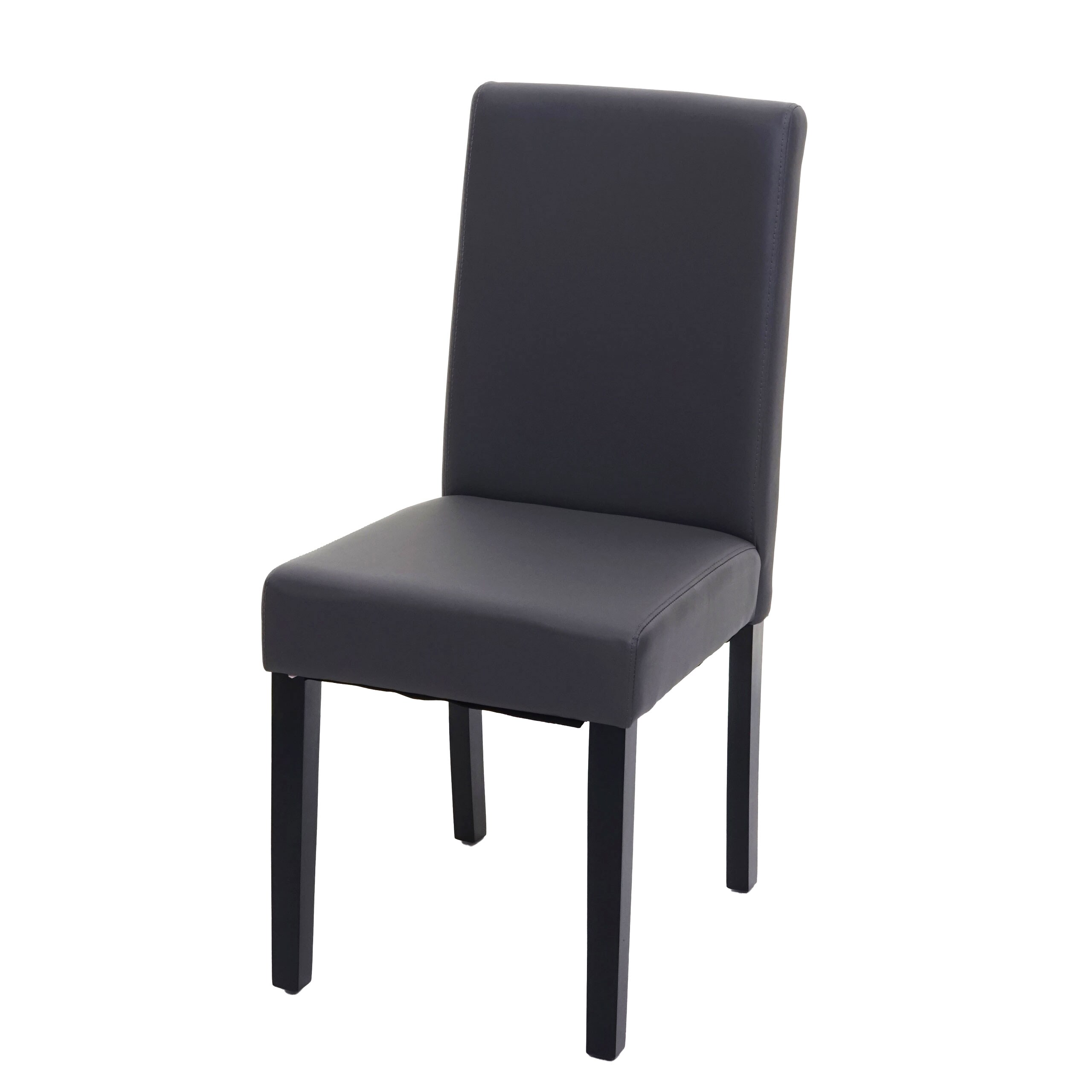 Esszimmerstuhl Littau, K&uuml;chenstuhl Stuhl, Kunstleder ~ grau matt, dunkle Beine - Bild 1