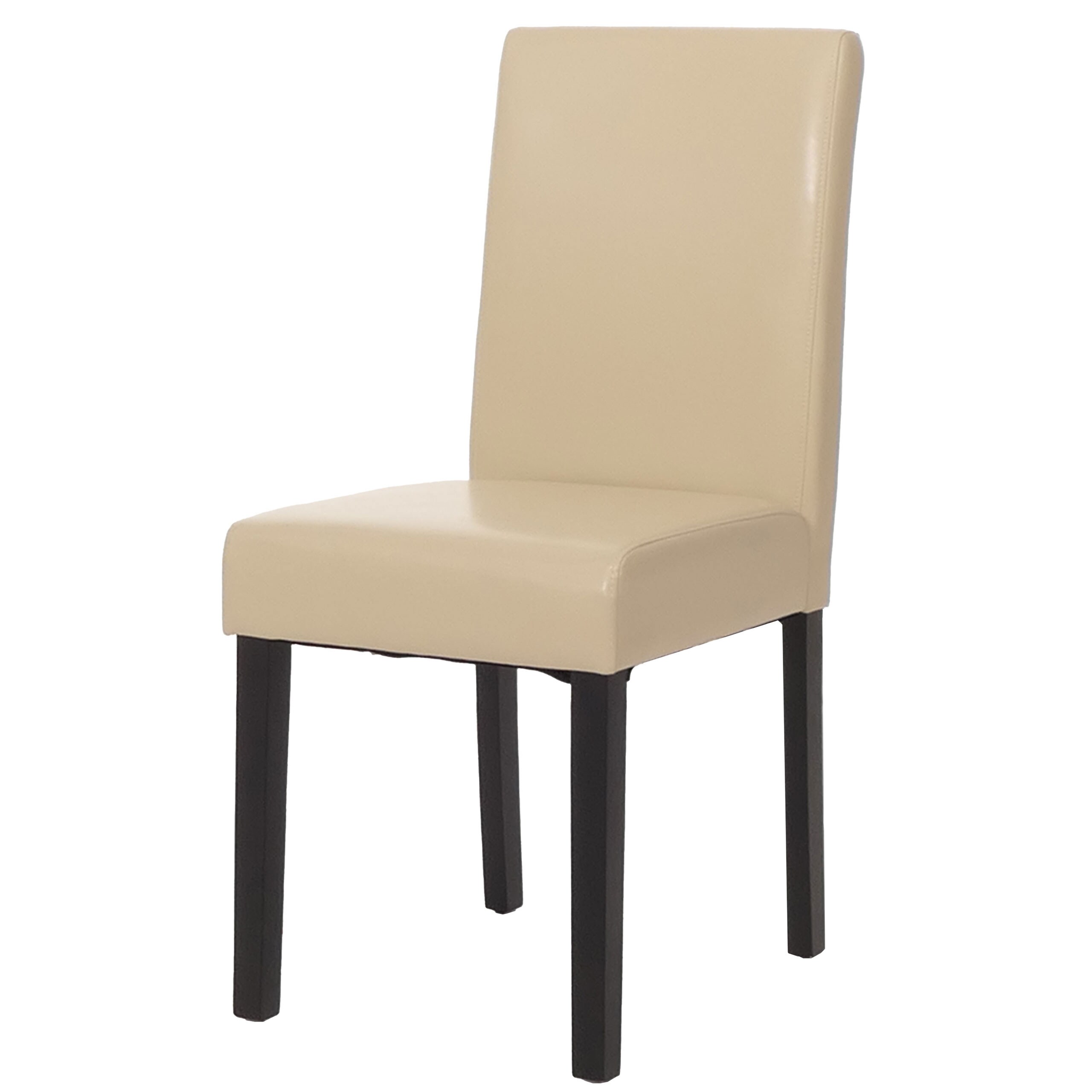 Esszimmerstuhl Littau, K&uuml;chenstuhl Stuhl, Kunstleder ~ creme, dunkle Beine - Bild 1