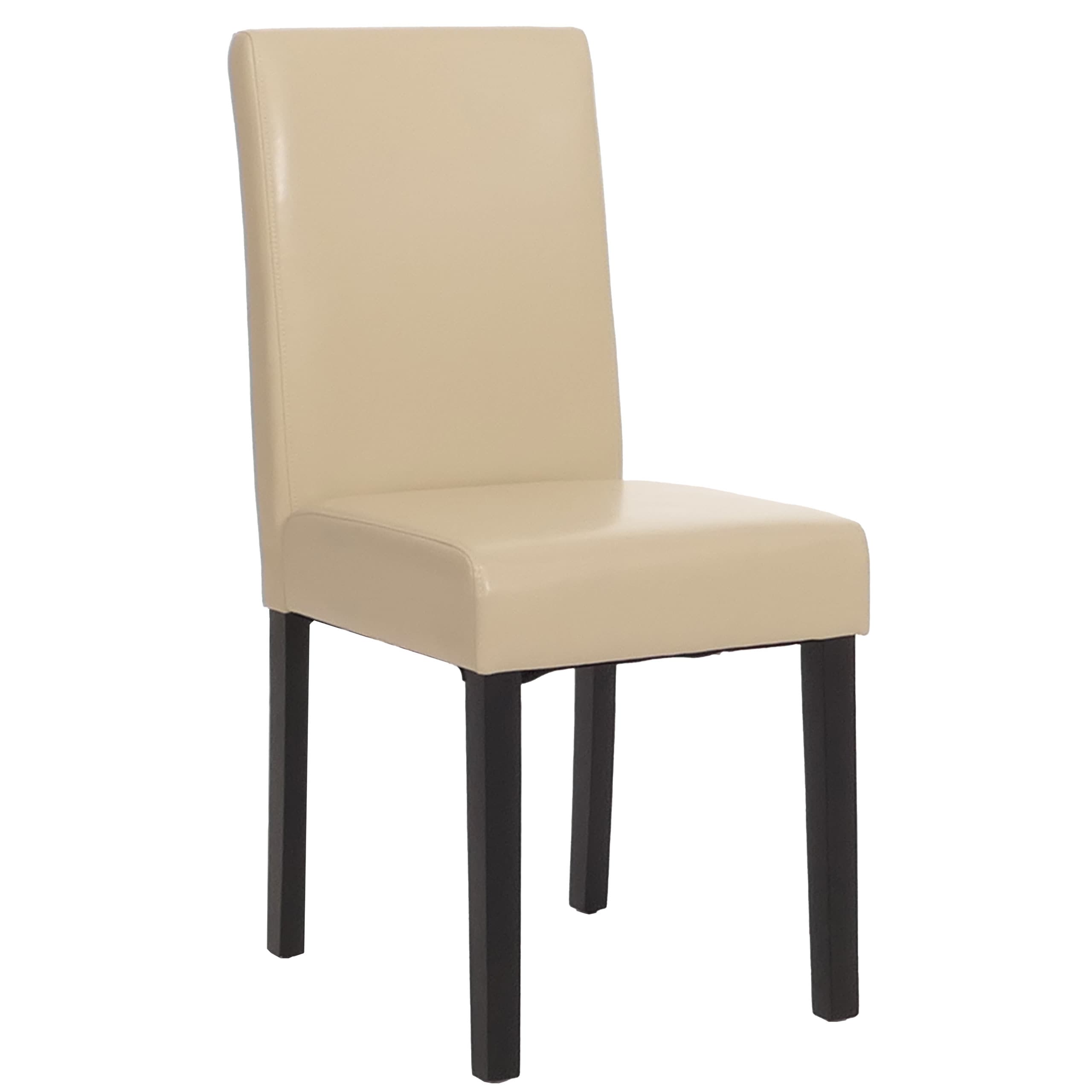 Esszimmerstuhl Littau, K&uuml;chenstuhl Stuhl, Leder ~ creme, dunkle Beine - Bild 1