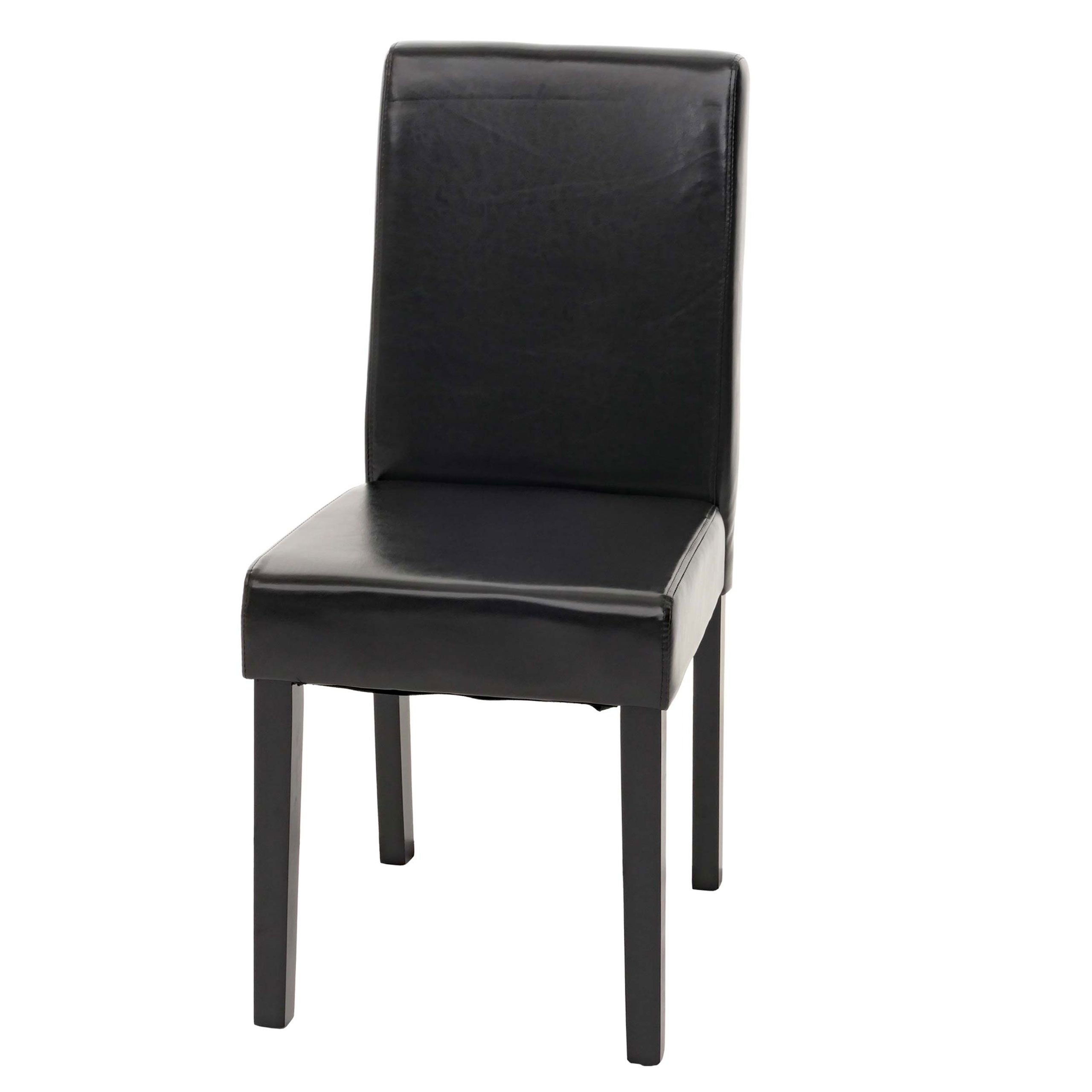 Esszimmerstuhl Littau, K&uuml;chenstuhl Stuhl, Leder ~ schwarz, dunkle Beine - Bild 1