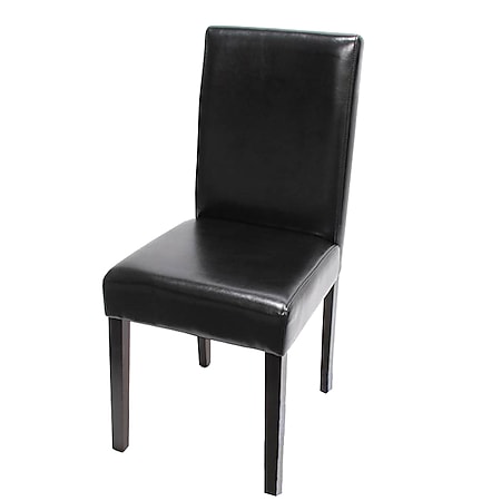 Esszimmerstuhl Littau, Küchenstuhl Stuhl, Leder ~ schwarz, dunkle Beine - Bild 1