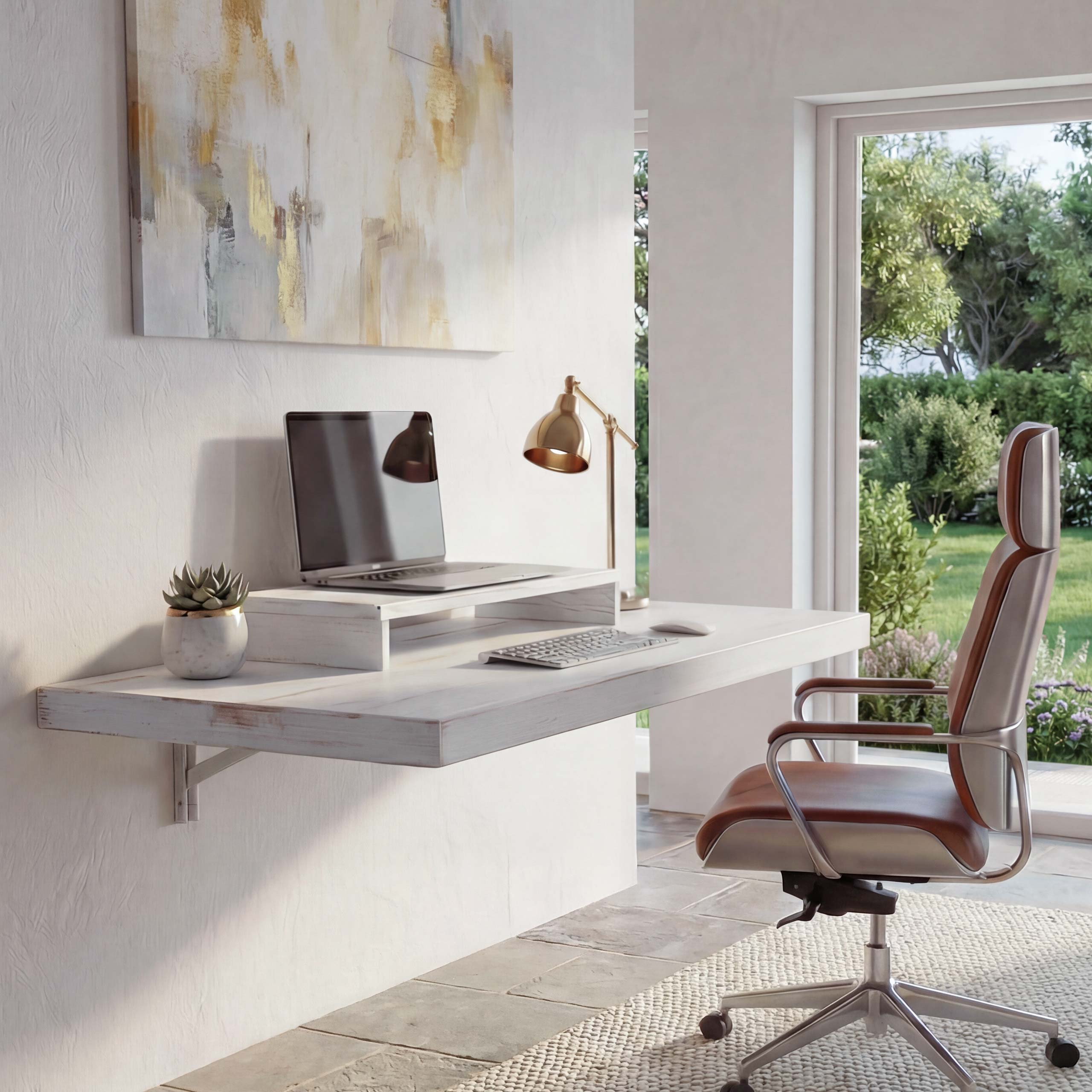 Wandtisch MCW-H48, Wandklapptisch Wandregal Tisch, klappbar Massiv-Holz ~ 120x60cm shabby wei&szlig; - Bild 1