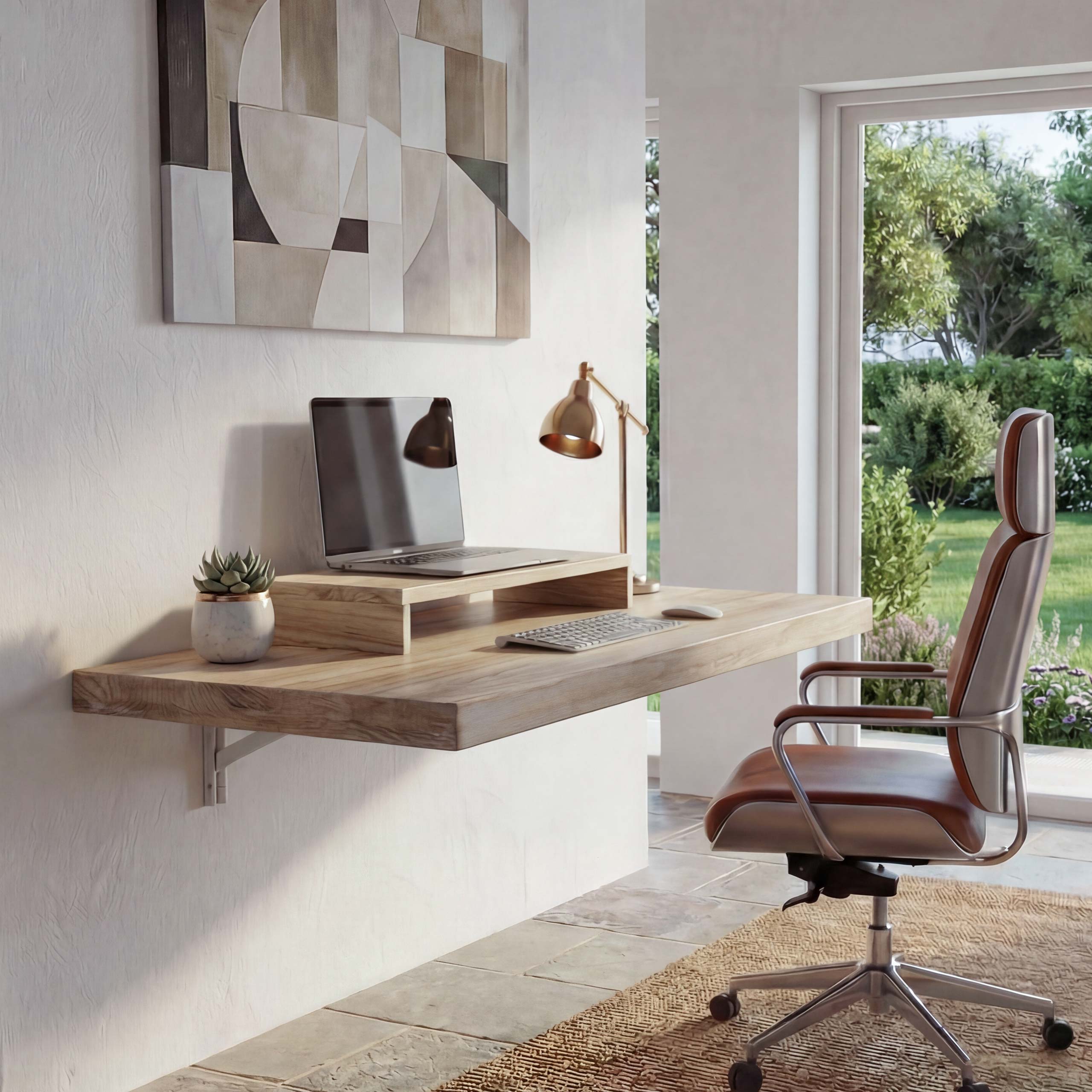 Wandtisch MCW-H48, Wandklapptisch Wandregal Tisch, klappbar Massiv-Holz ~ 100x50cm naturfarben - Bild 1