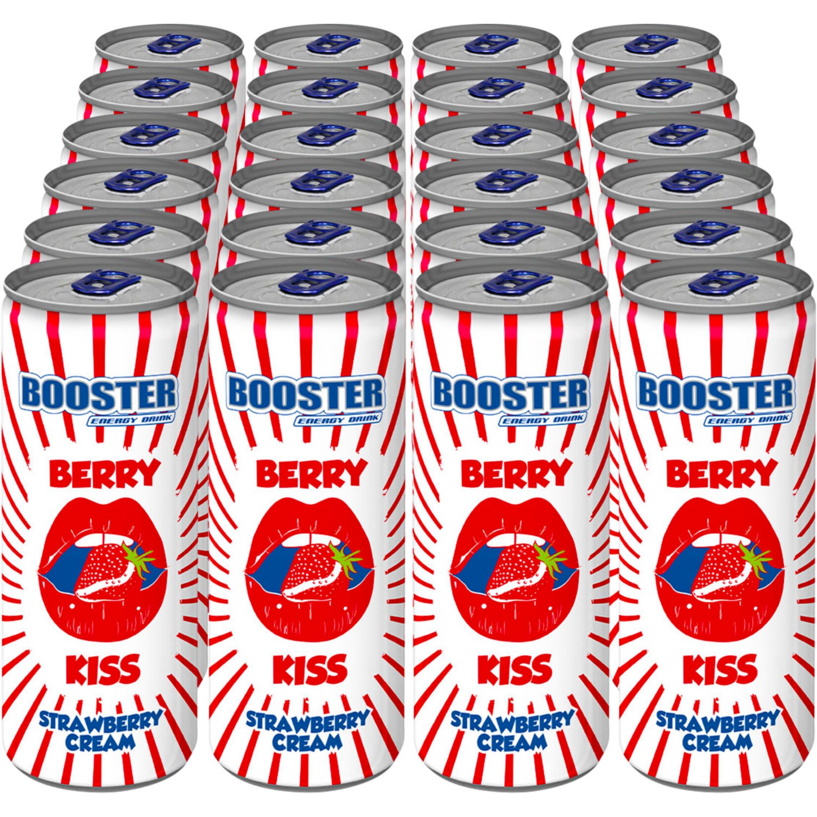 Booster Energy Drink Strawberry Cream 0,33 Liter, 24er Pack - Bild 1
