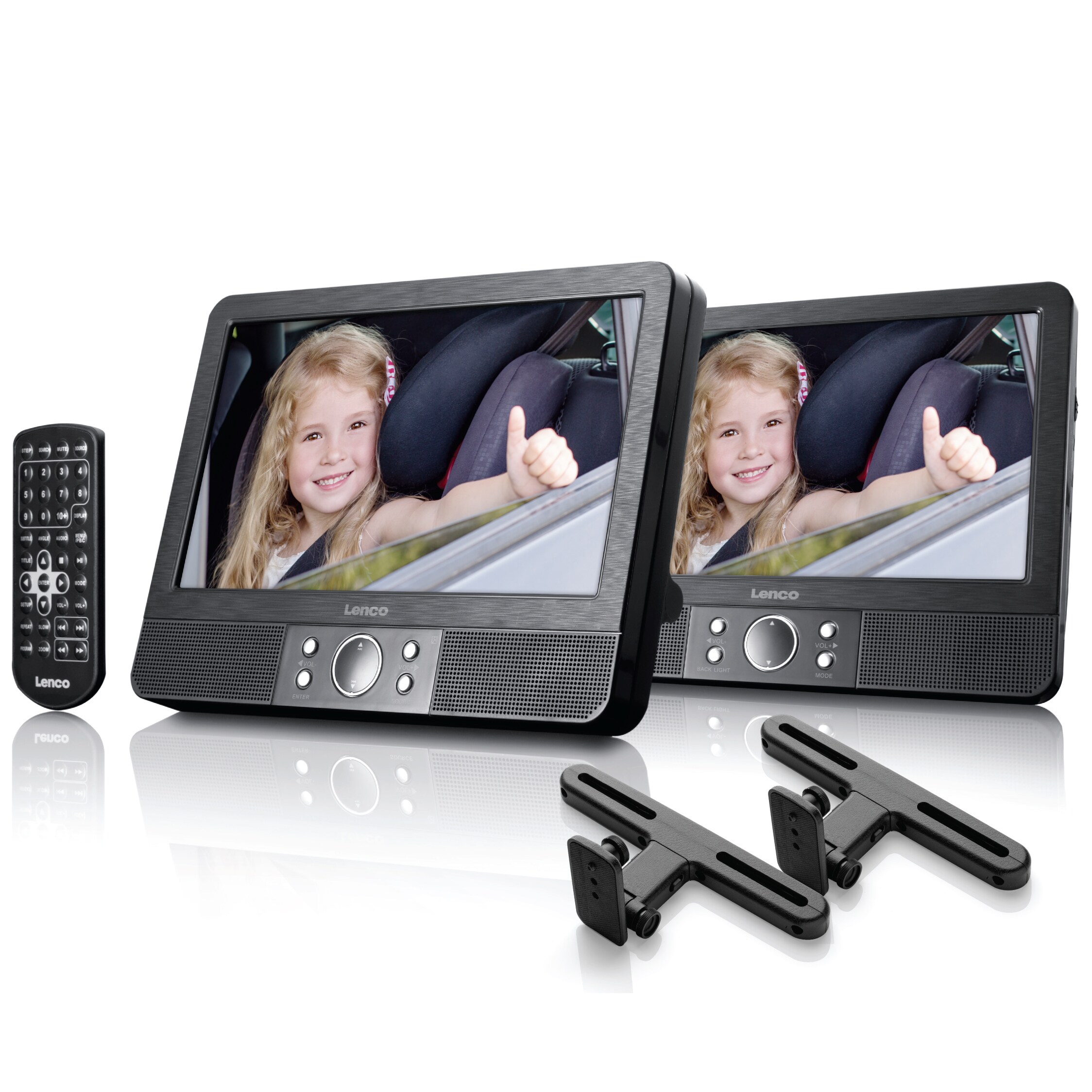 Lenco Tragbares DVD-Player Set MES-405 mit 9"-Monitoren und 2 festen Autohalterungen - Bild 1