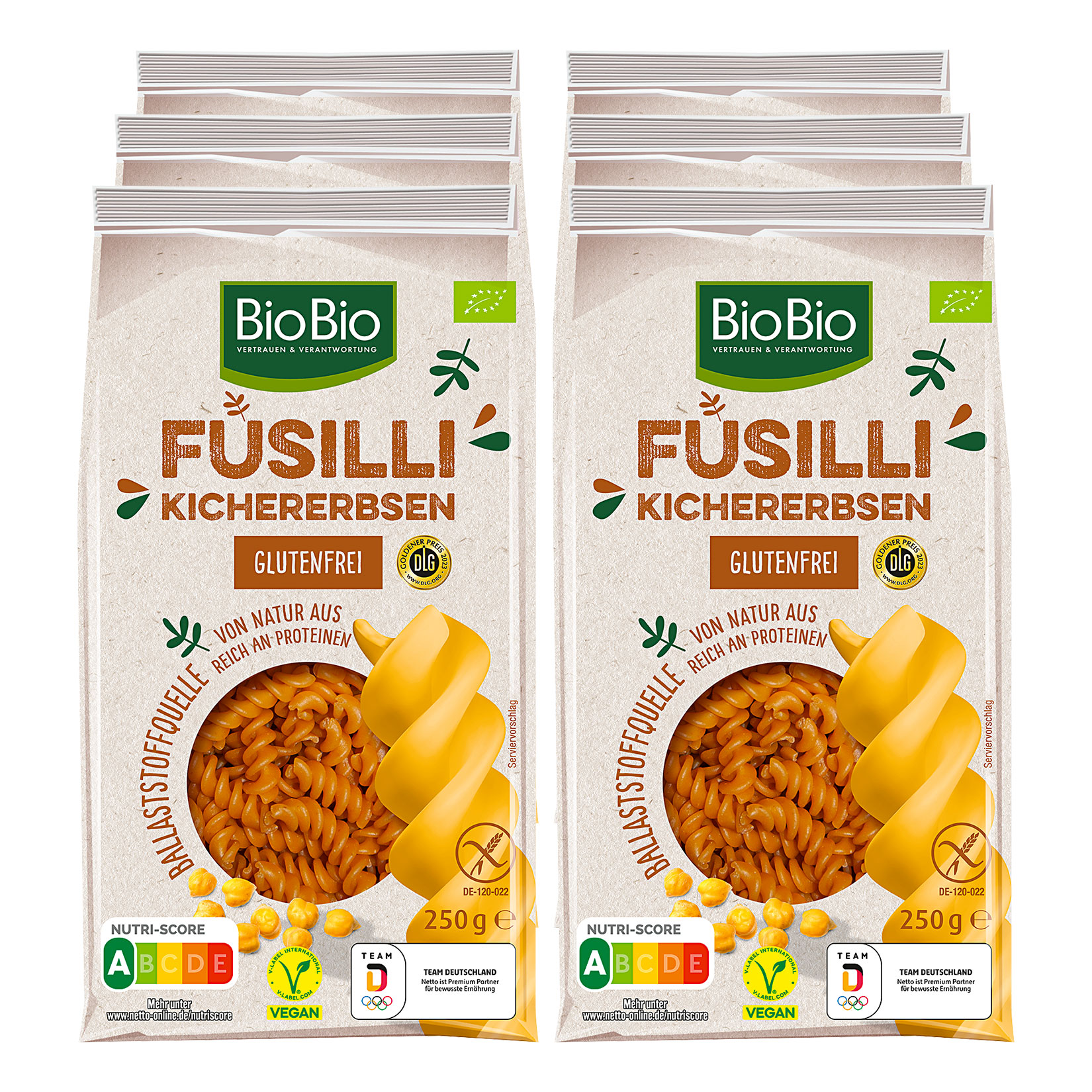 BioBio Fusilli aus Kichererbsen 250 g, 6er Pack - Bild 1