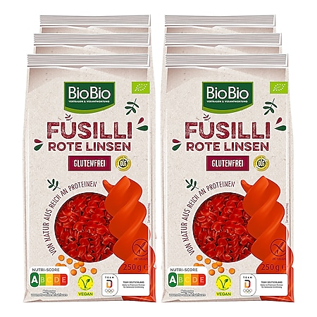 BioBio Fusilli aus Roten Linsen 250 g, 6er Pack - Bild 1