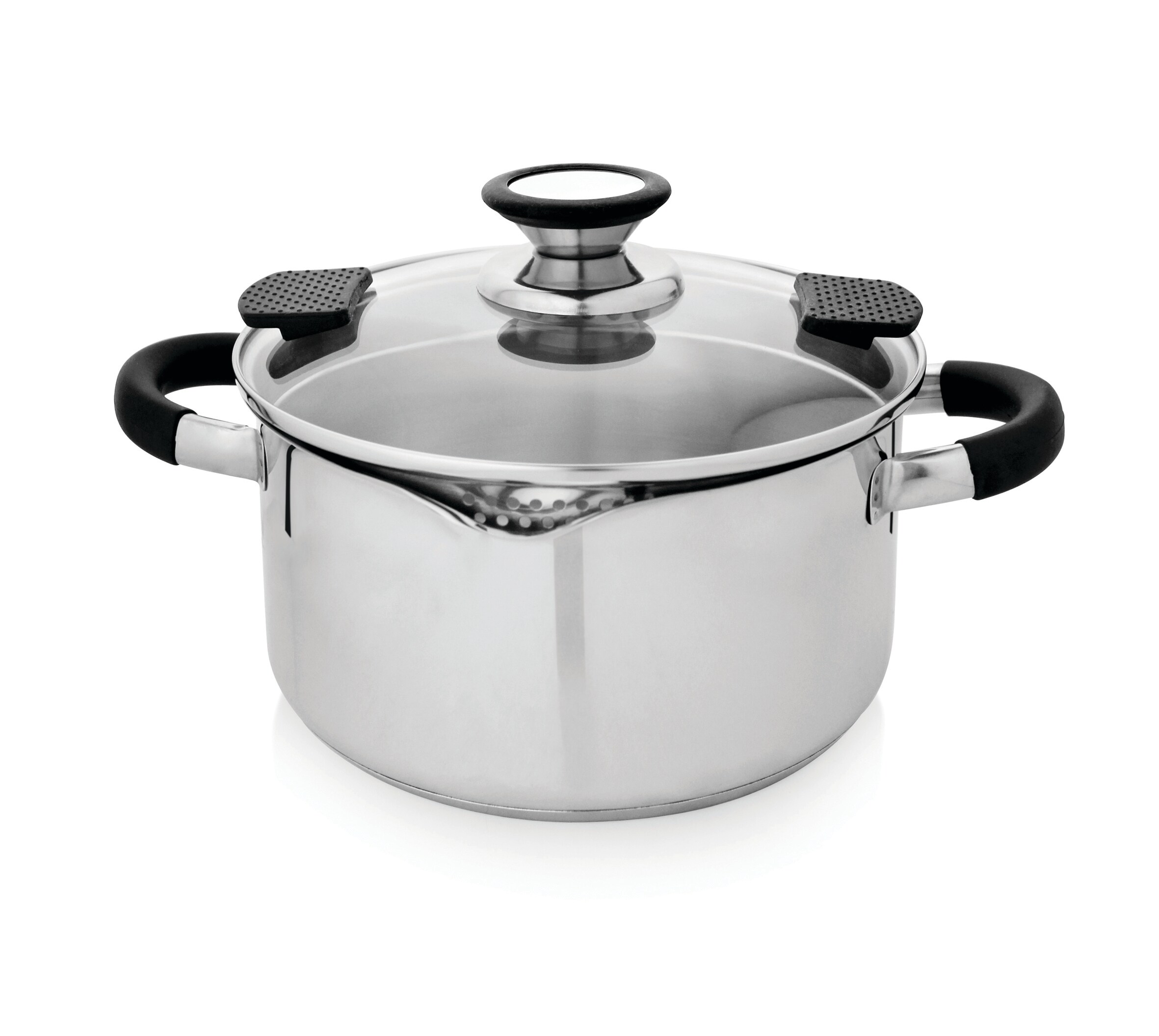 Karlkr&uuml;ger Edelstahl-Topf mit Glasdeckel und Ausguss, 16 cm - Bild 1