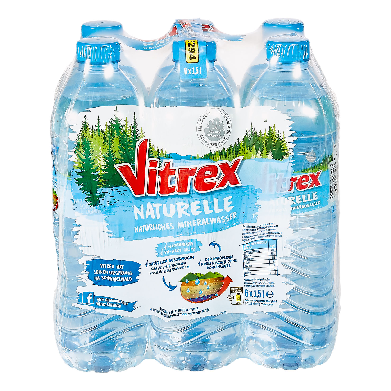 Vitrex Mineralwasser Naturelle 1,5 Liter, 6er Pack - Bild 1
