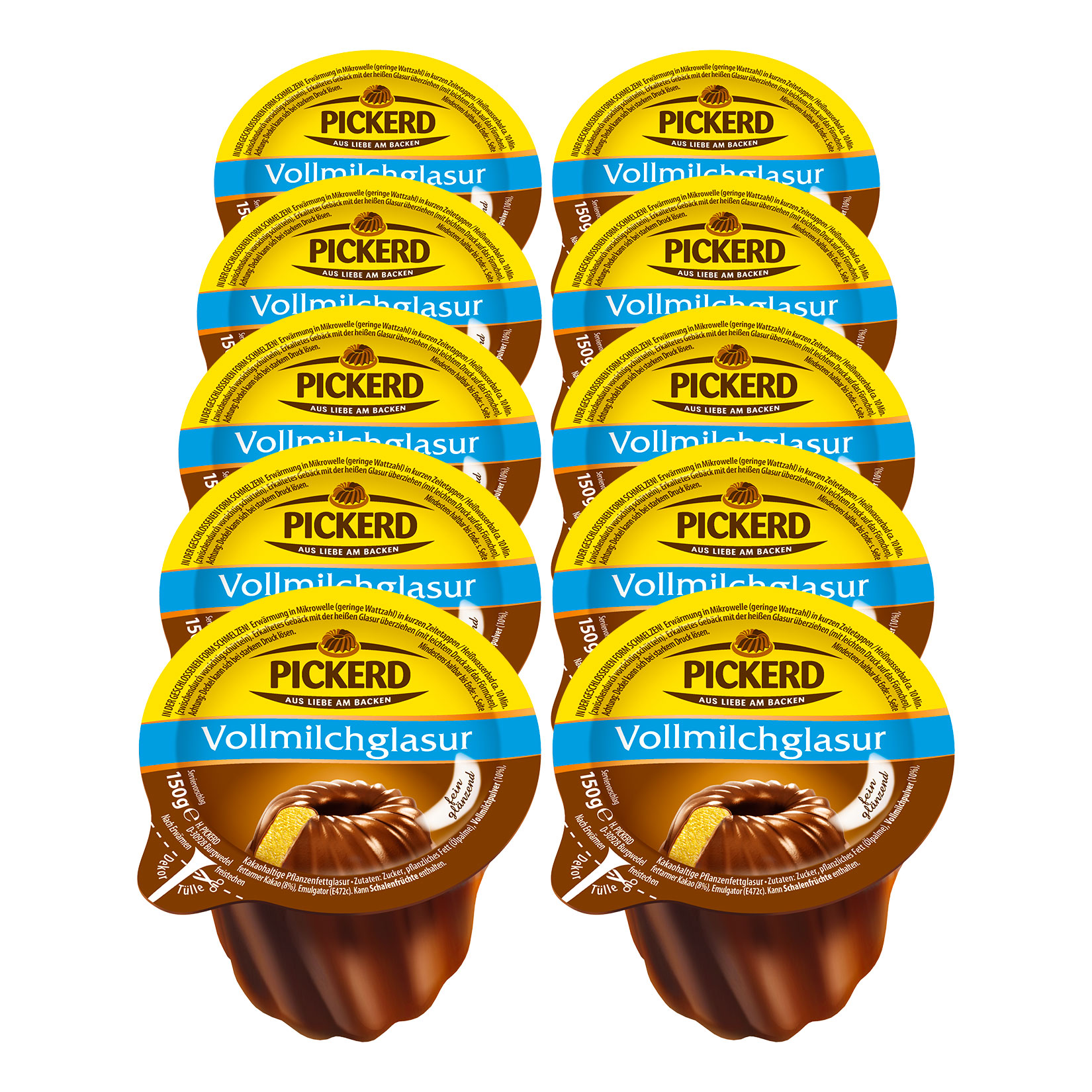 Pickerd Vollmilchglasur 150 g, 10er Pack - Bild 1