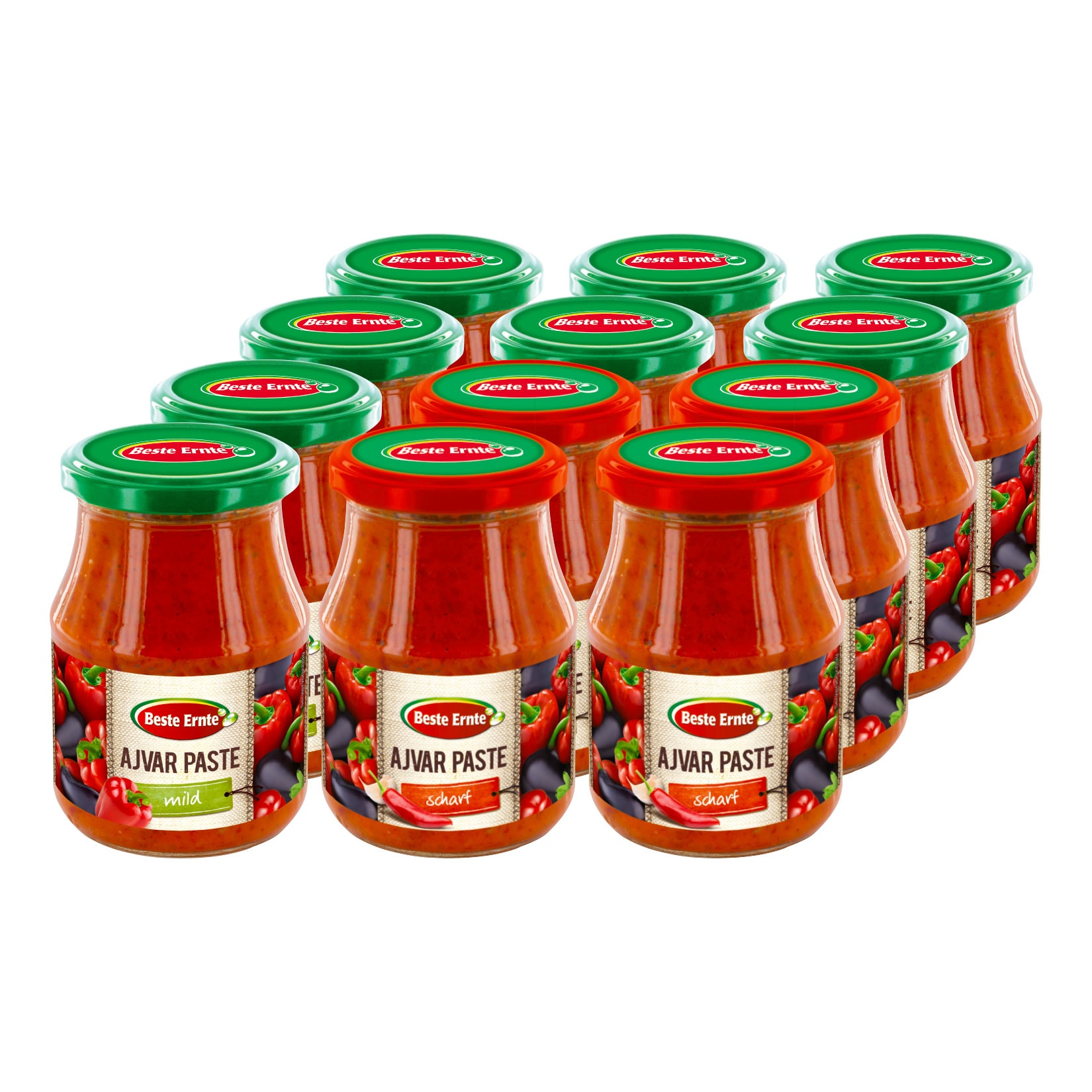 Beste Ernte Ajvar Paste 340 ml, verschiedene Sorten, 12er Pack - Bild 1
