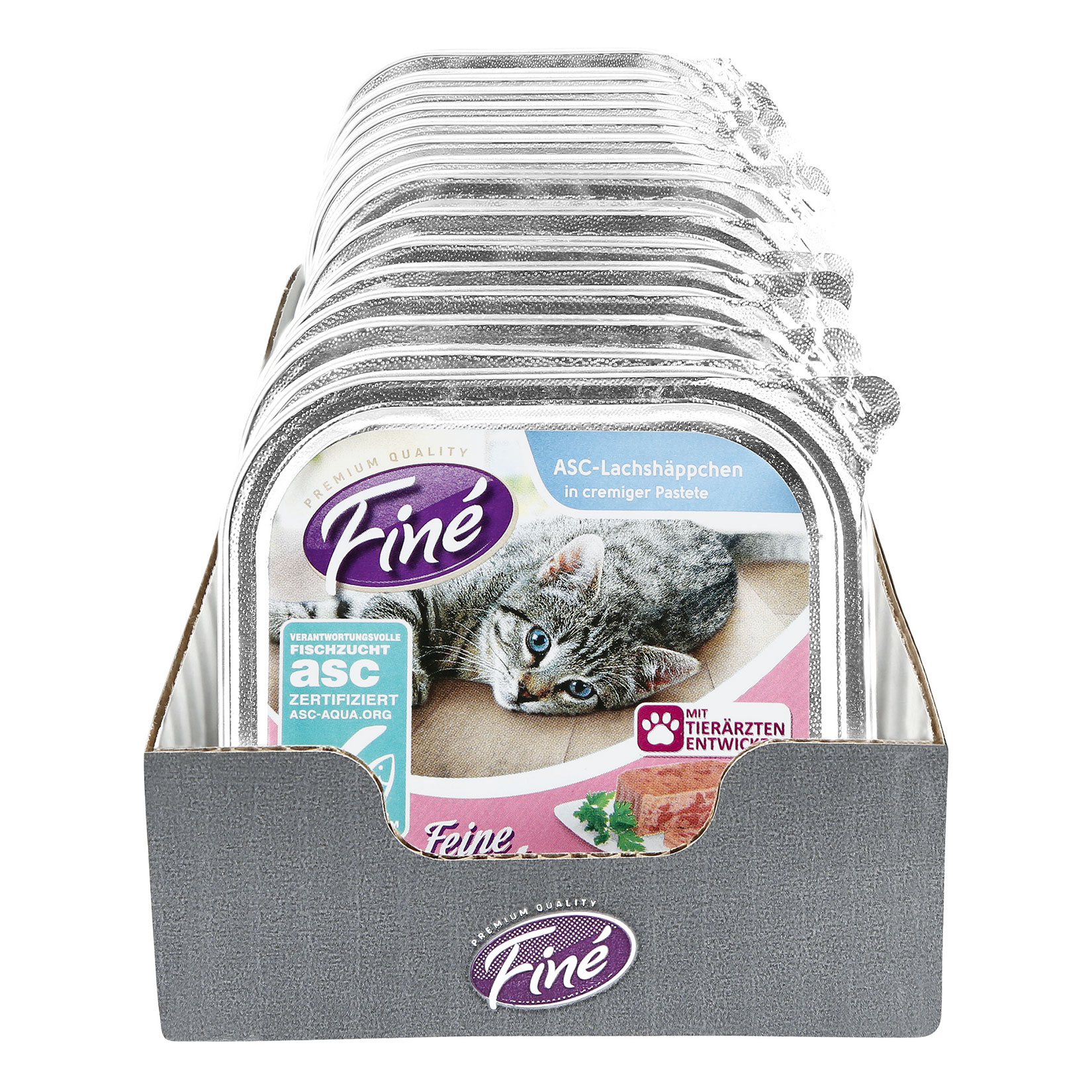 Fin&eacute; Katzennahrung Lachsh&auml;ppchen 100 g, 32er Pack - Bild 1