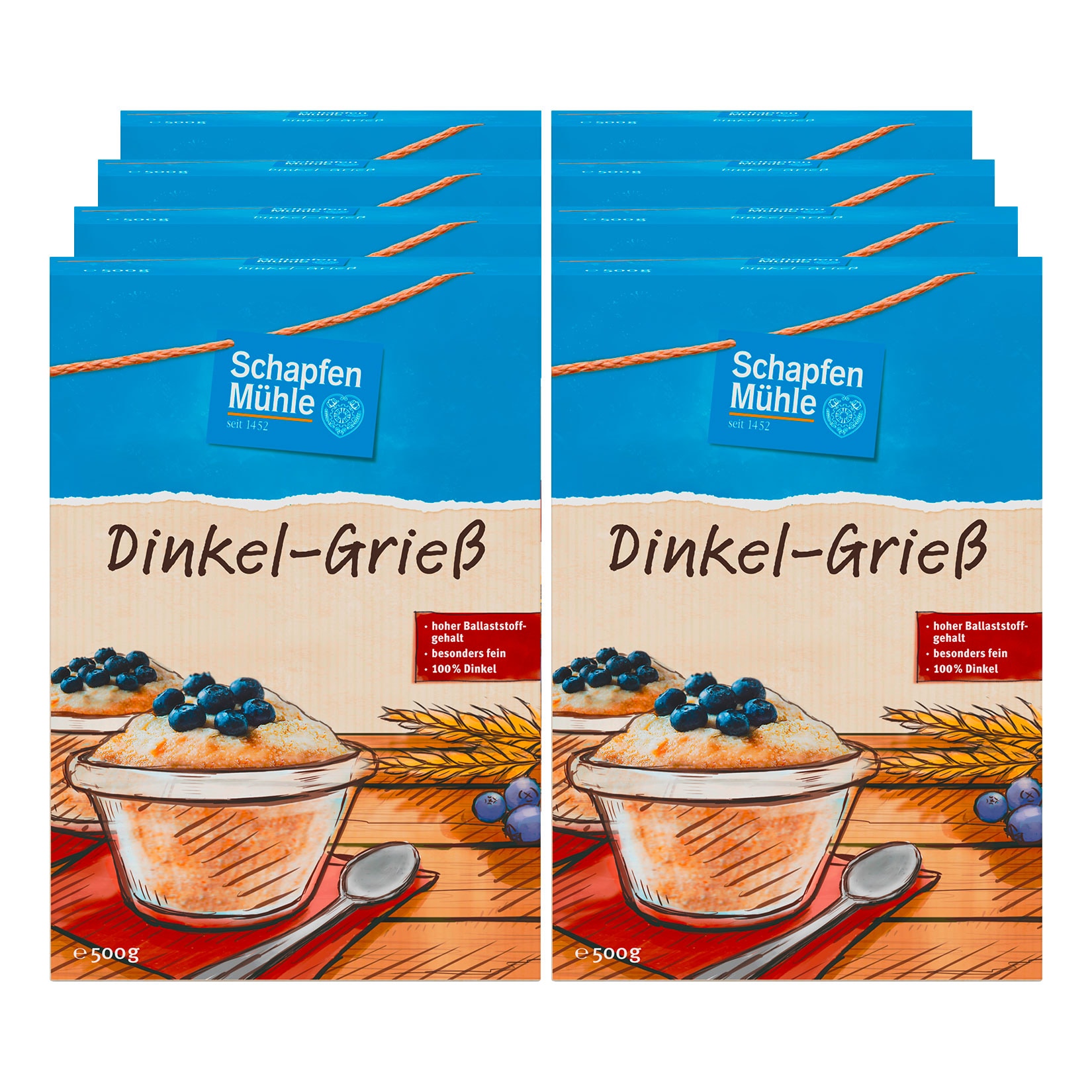 Schapfenm&uuml;hle Dinkelgrie&szlig; 500 g, 8er Pack - Bild 1