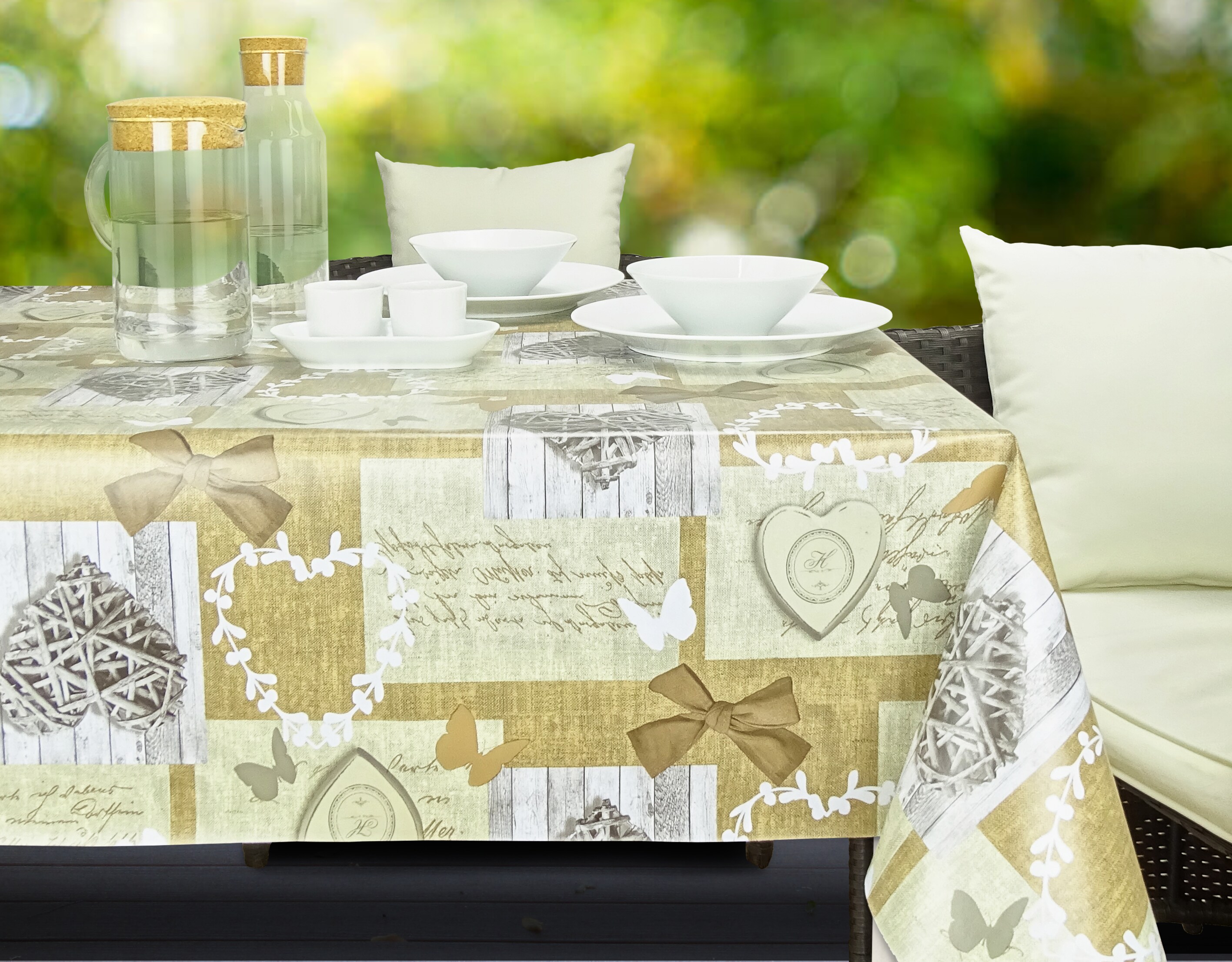 Living & Garden Wachstuchtischdecke ca. 100x140cm - Herzen - Bild 1